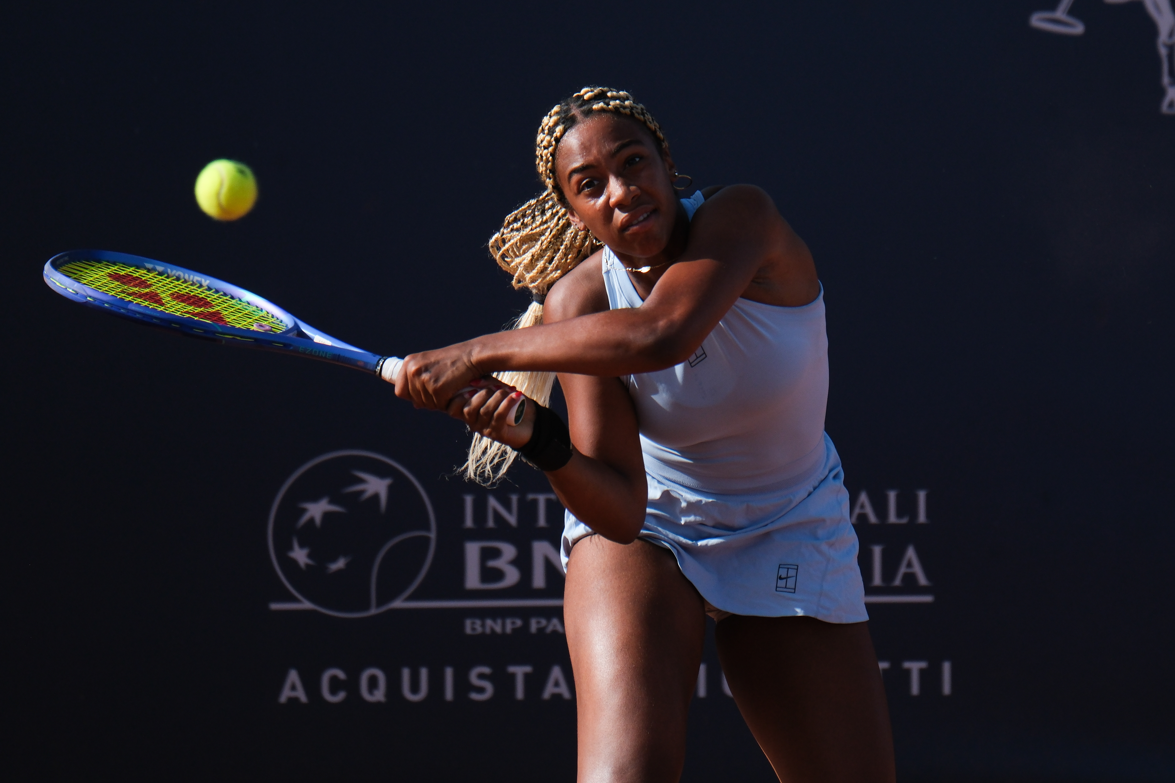 TYRA CATERINA - Palermo Ladies Open 2025 // PALERMO, ITALY - JULY 22: Tyra Caterina in action during a PLO 2025's match at Country Time Club on July 22, 2025 in Palermo, Italy. (Photo by Federico Serra)
