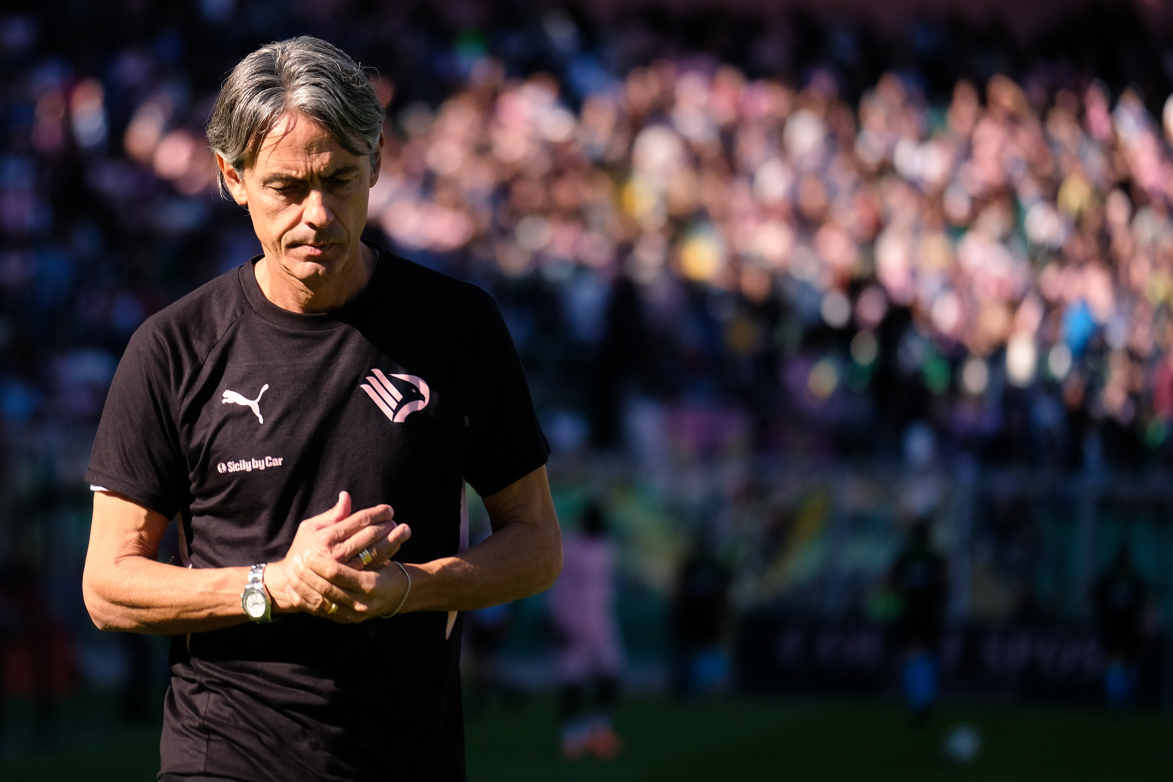 PALERMO v MODENA - Serie B // PALERMO, ITALY - OCTOBER 19: Filippo Inzaghi coach of Palermo FC during the Serie B match between Palermo FC and Modena at Stadio Comunale Renzo Barbera on october 19, 2025 in Palermo, Italy. (Photo by Federico Serra)