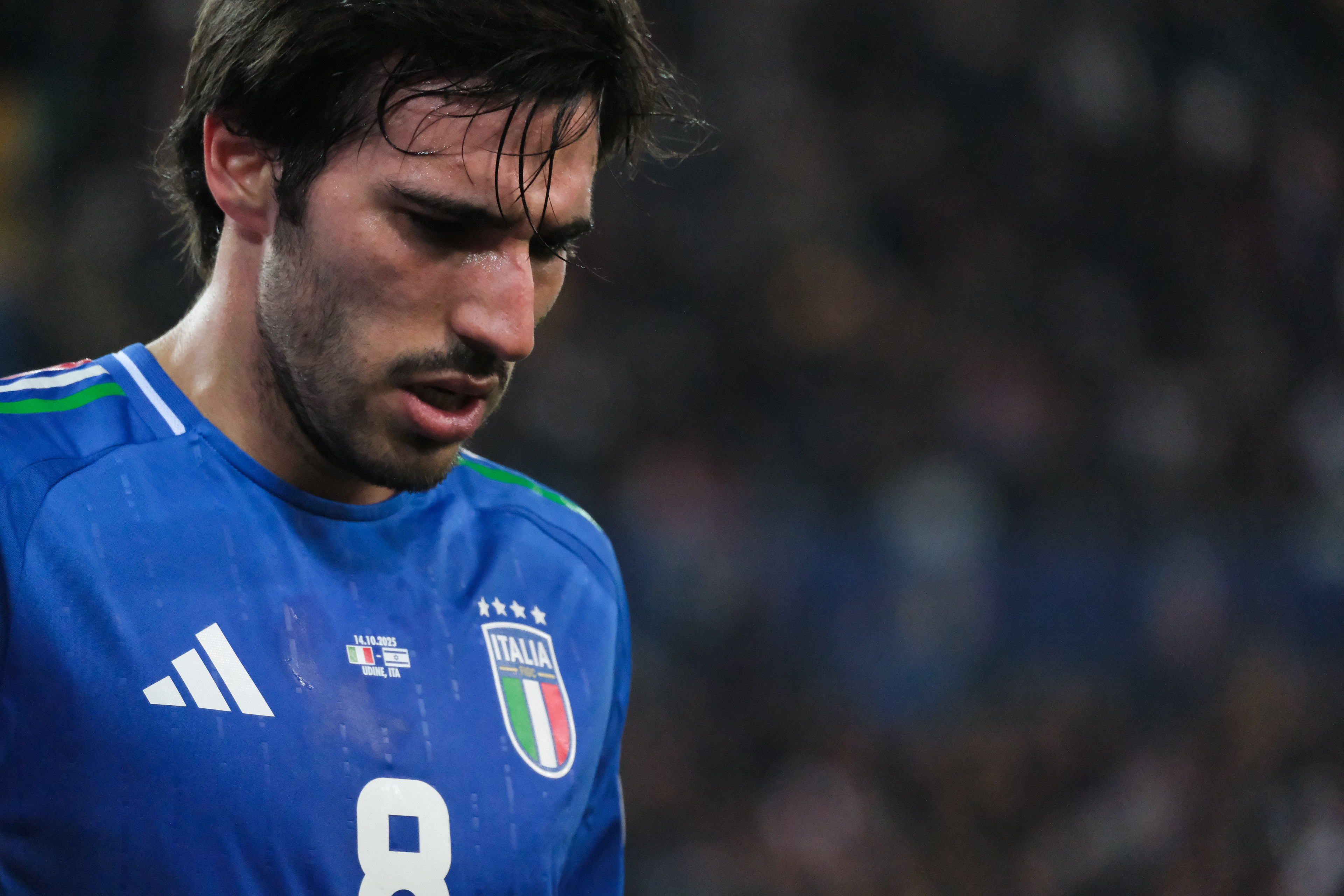 ITALY FC v ISRAEL - FIFA World CUP 2026 - Qualification Round // UDINE, ITALY - OCTOBER 14: Sandro Tonali of Italy during the match between Italy and Israel at Stadio Friuli on october 14, 2025 in Udine, Italy. (Photo by Federico Serra)