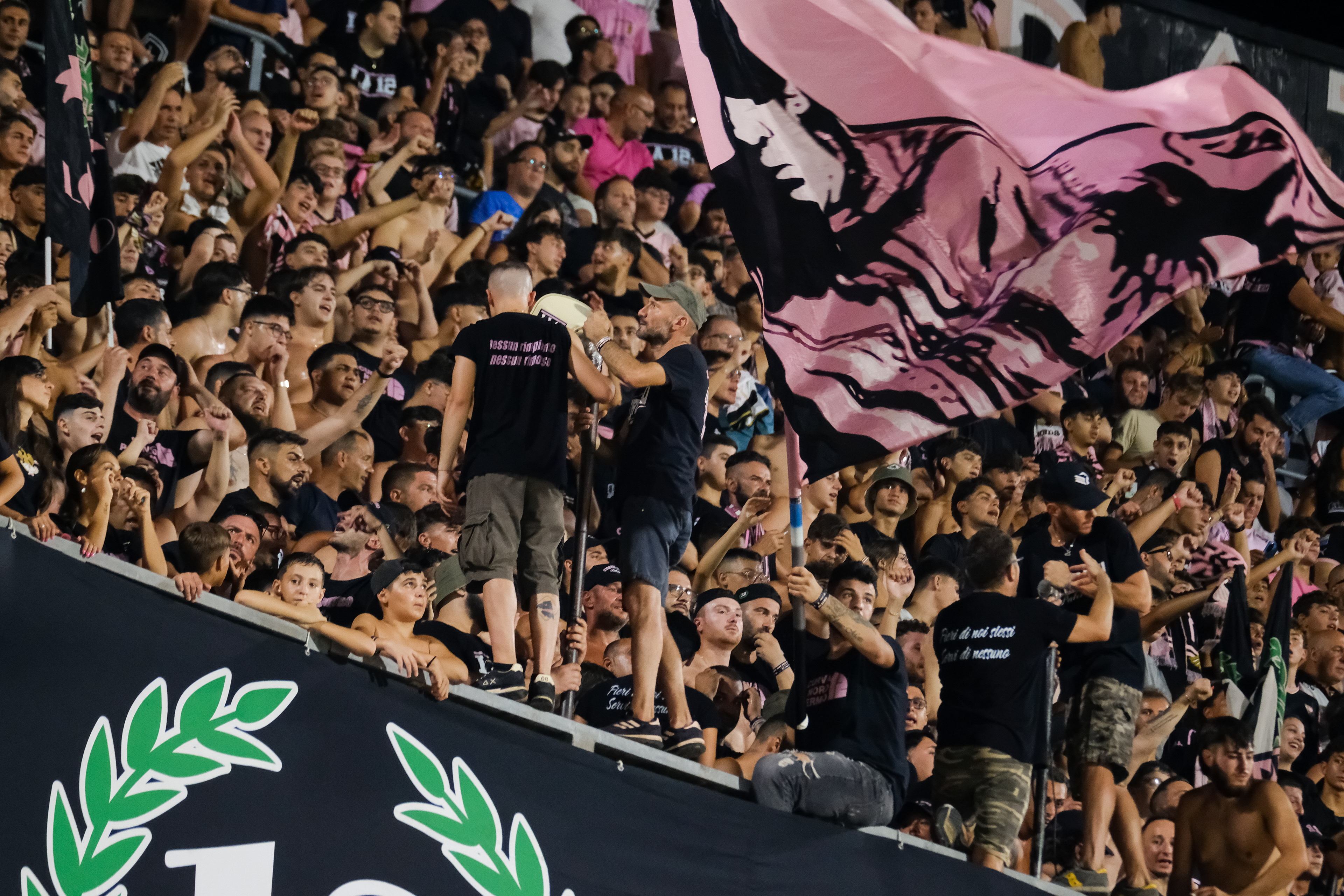 PALERMO v CESENA - Serie B // PALERMO, ITALY - SEPTEMBER 29: Palermo FC's supporters during the Serie B match between Palermo FC and Cesena at Stadio Comunale Renzo Barbera on september 29, 2024 in Palermo, Italy. (Photo by Federico Serra)