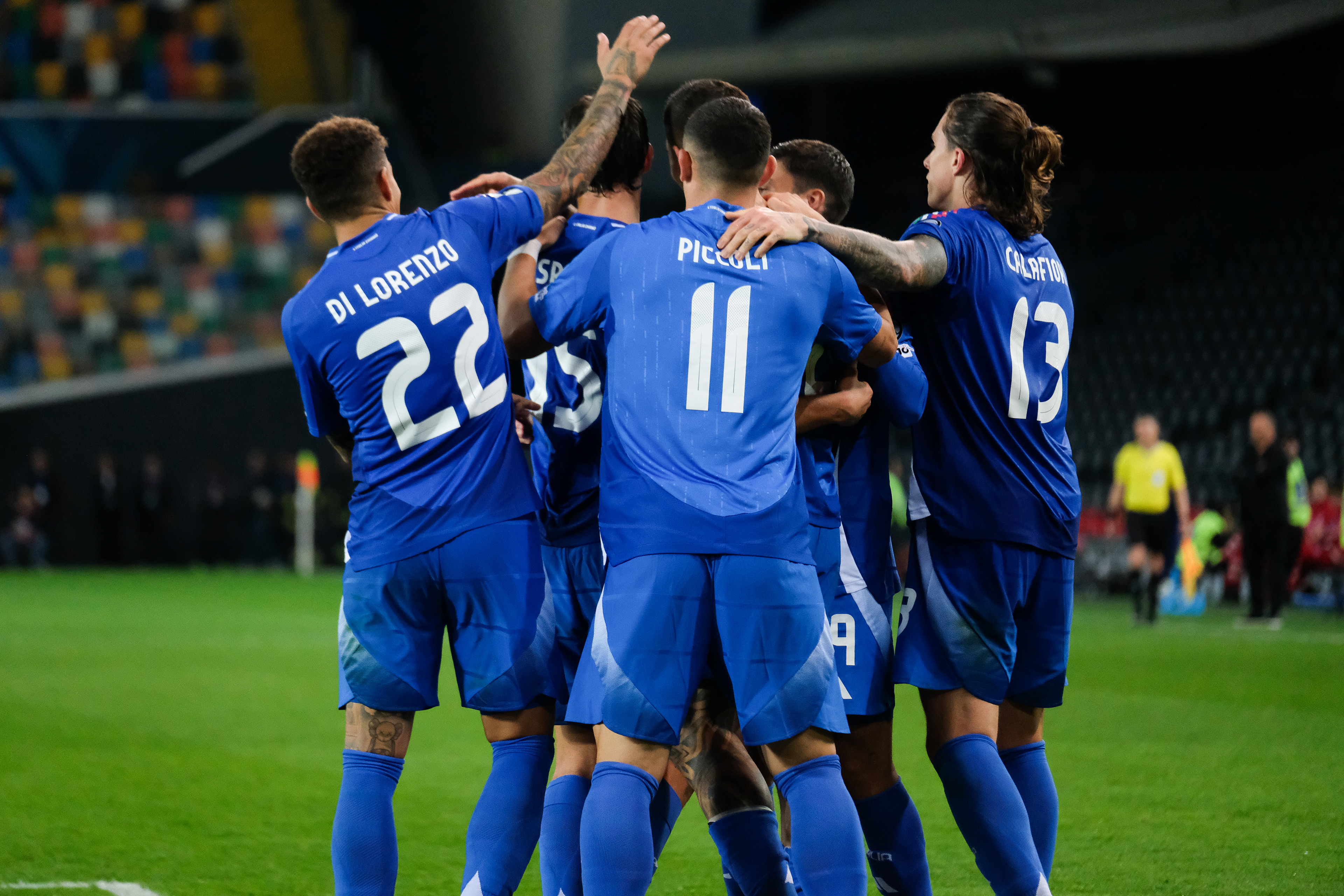ITALY FC v ISRAEL - FIFA World CUP 2026 - Qualification Round // UDINE, ITALY - OCTOBER 14: Italian team celebrating his gol during the match between Italy and Israel at Stadio Friuli on october 14, 2025 in Udine, Italy. (Photo by Federico Serra)