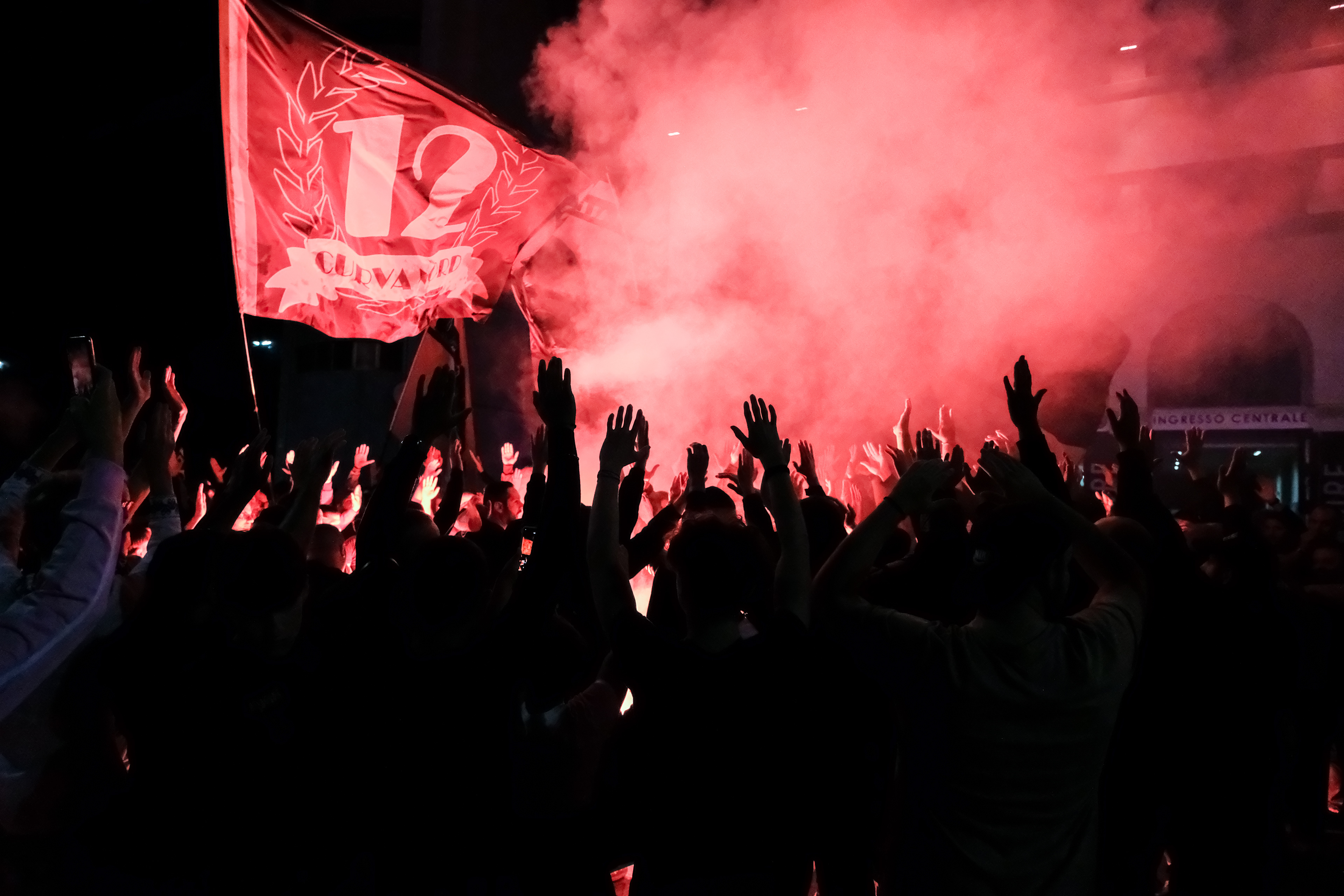 122nd PALERMO FC's BIRTHDAY // PALERMO, ITALY - NOVEMBER 01: Palermo FC's supporters celebrating 122nd Palermo FC's birthday at Stadio Comunale Renzo Barbera on november 01, 2022 in Palermo, Italy. (Photo by Federico Serra)