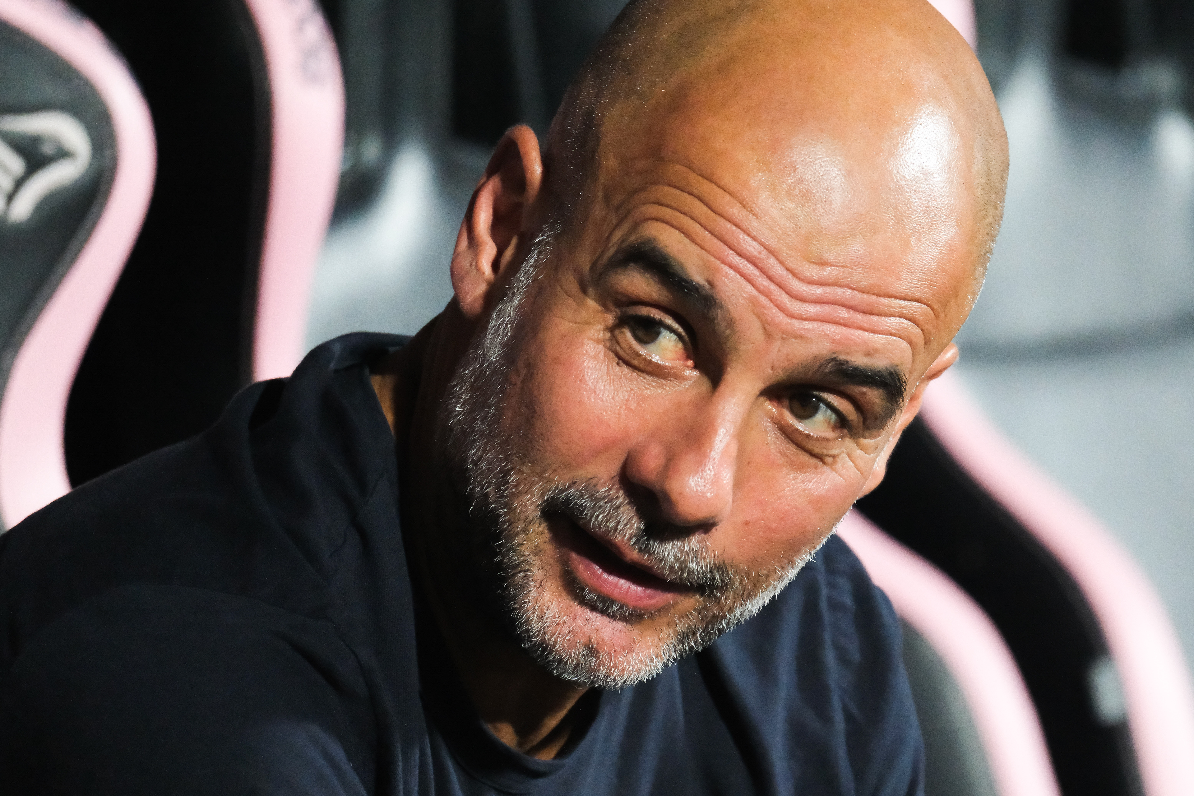 PALERMO FC v MANCHESTER CITY - Anglo Palermitan Trophy // PALERMO, ITALY - AUGUST 09: Pep Guardiola head coach of Manchester City before the friendly match between Palermo FC and Manchester City at Stadio Comunale Renzo Barbera on august 09, 2025 in Palermo, Italy. (Photo by Federico Serra)