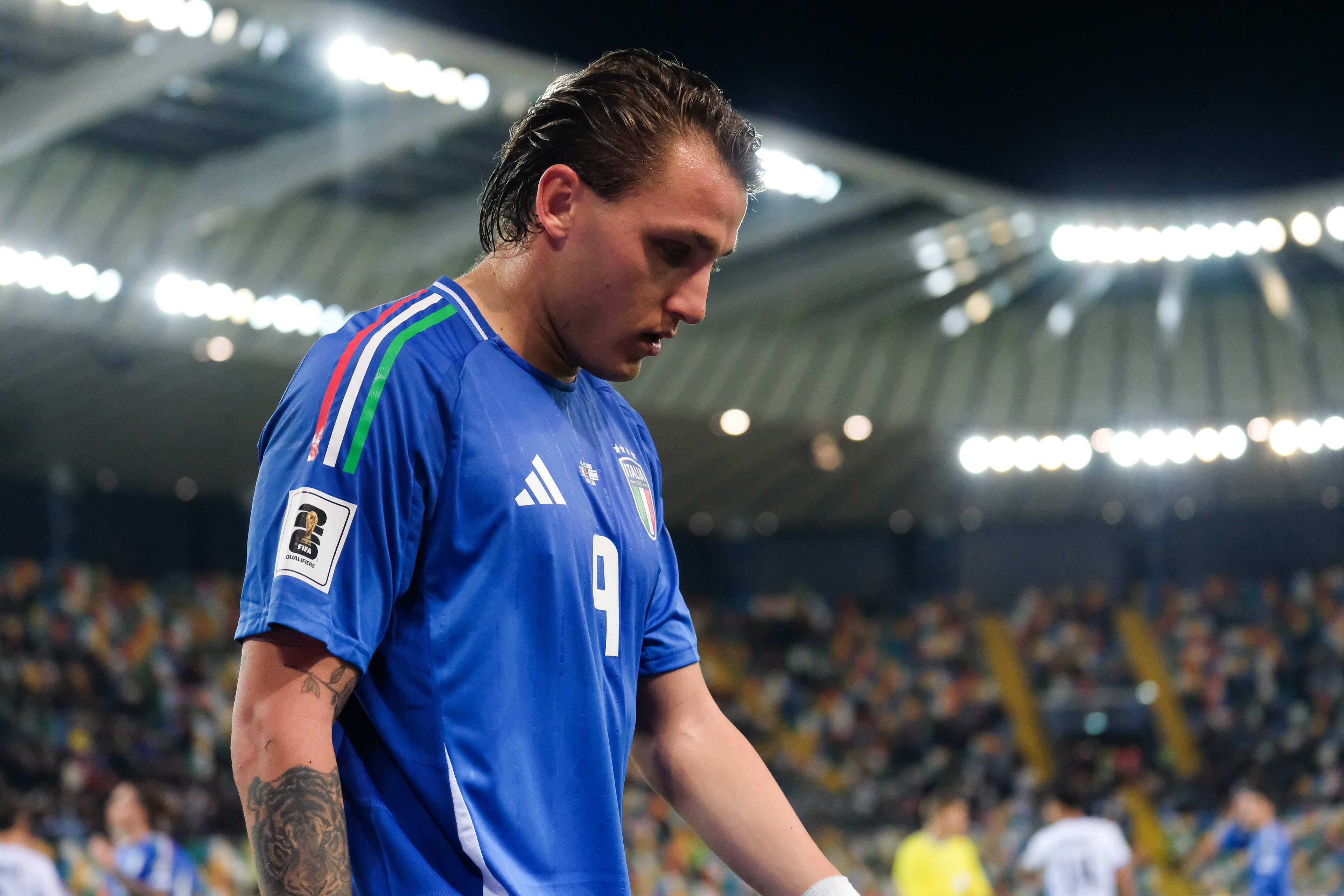 ITALY FC v ISRAEL - FIFA World CUP 2026 - Qualification Round // UDINE, ITALY - OCTOBER 14: Mateo Retegui of Italy during the match between Italy and Israel at Stadio Friuli on october 14, 2025 in Udine, Italy. (Photo by Federico Serra)