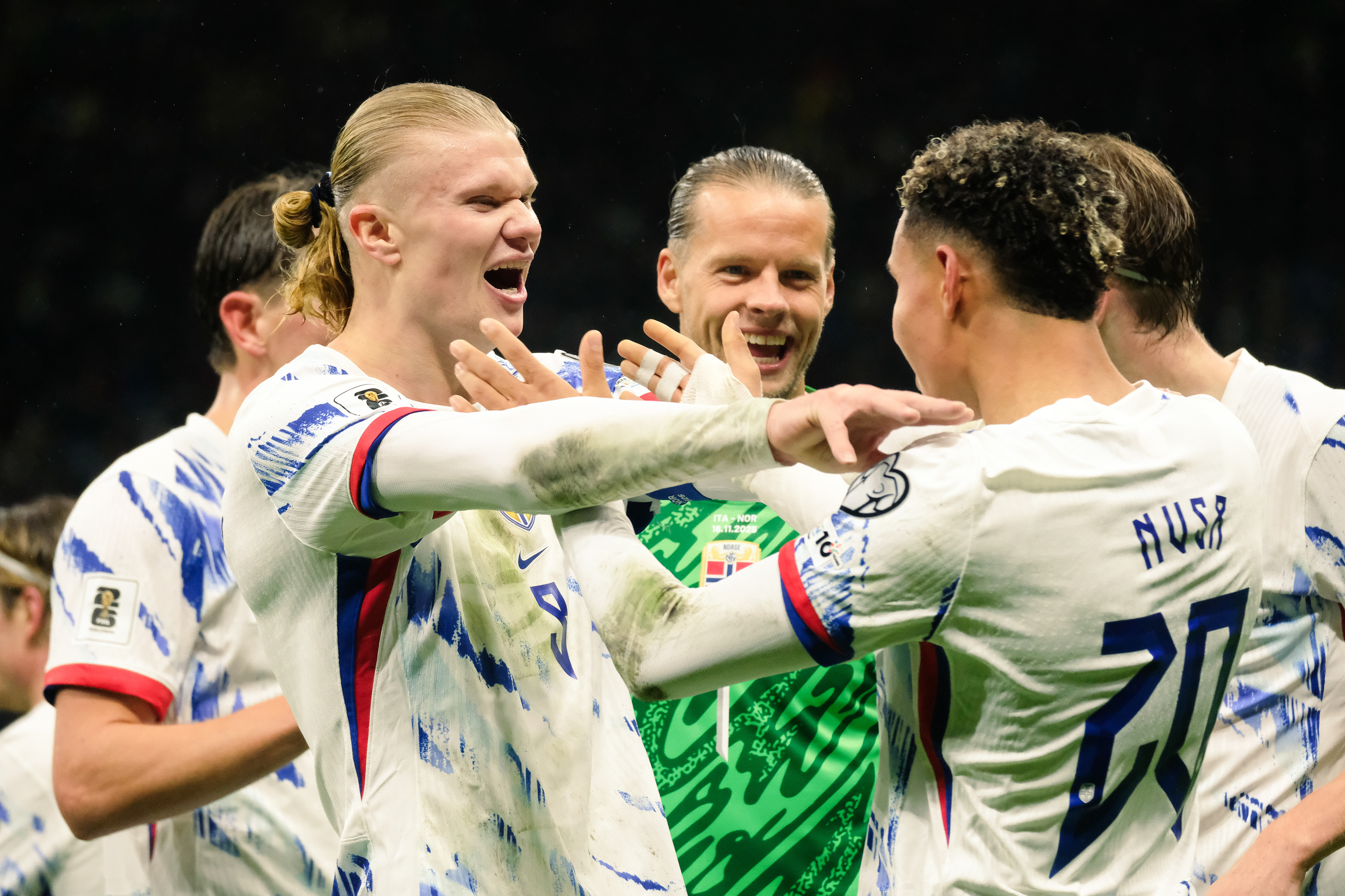 Italy against Norway during the European Qualifiers 2025 match at Giuseppe Meazza Stadium (San Siro) in Milan, Italy, on 16 November 2025/2026; in the photo: Norway celebrating his hol