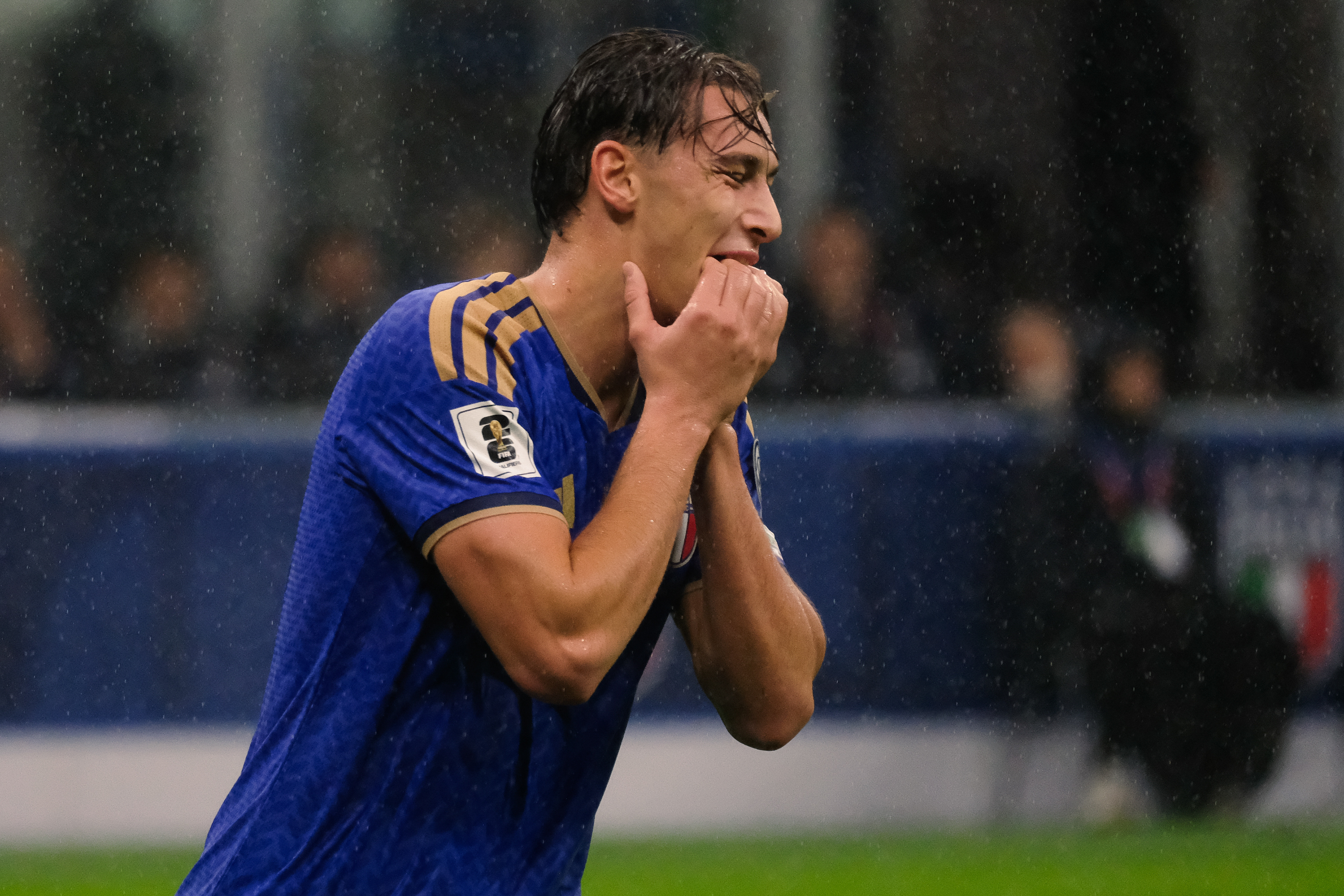 Italy against Norway during the European Qualifiers 2025 match at Giuseppe Meazza Stadium (San Siro) in Milan, Italy, on 16 November 2025/2026; in the photo: Francesco Pio Esposito (Italy)