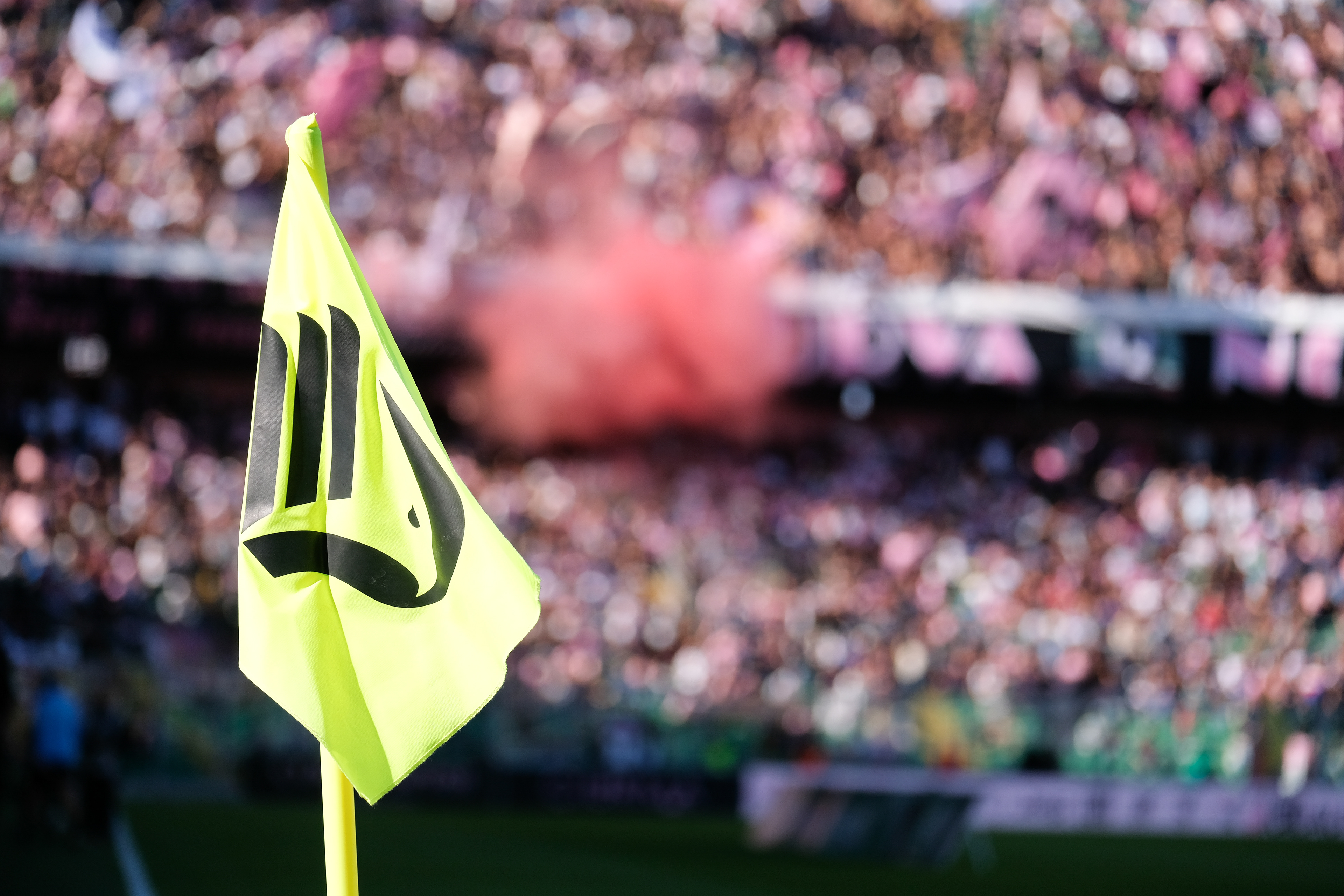PALERMO v MODENA - Serie B // PALERMO, ITALY - OCTOBER 19: Corner flag of Palermo FC before the Serie B match between Palermo FC and Modena at Stadio Comunale Renzo Barbera on october 19, 2025 in Palermo, Italy. (Photo by Federico Serra)