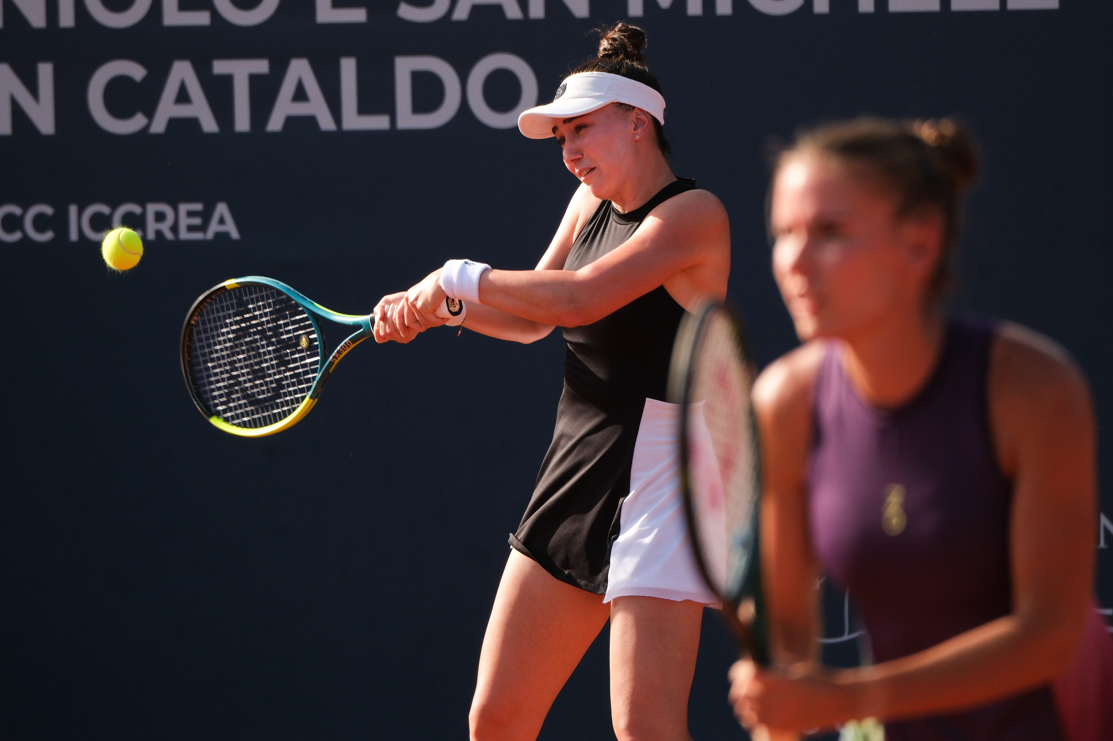 AMINA ANSHBA - Palermo Ladies Open 2025 // PALERMO, ITALY - JULY 22: Amina Anshba in action during a PLO 2025's match at Country Time Club on July 22, 2025 in Palermo, Italy. (Photo by Federico Serra)