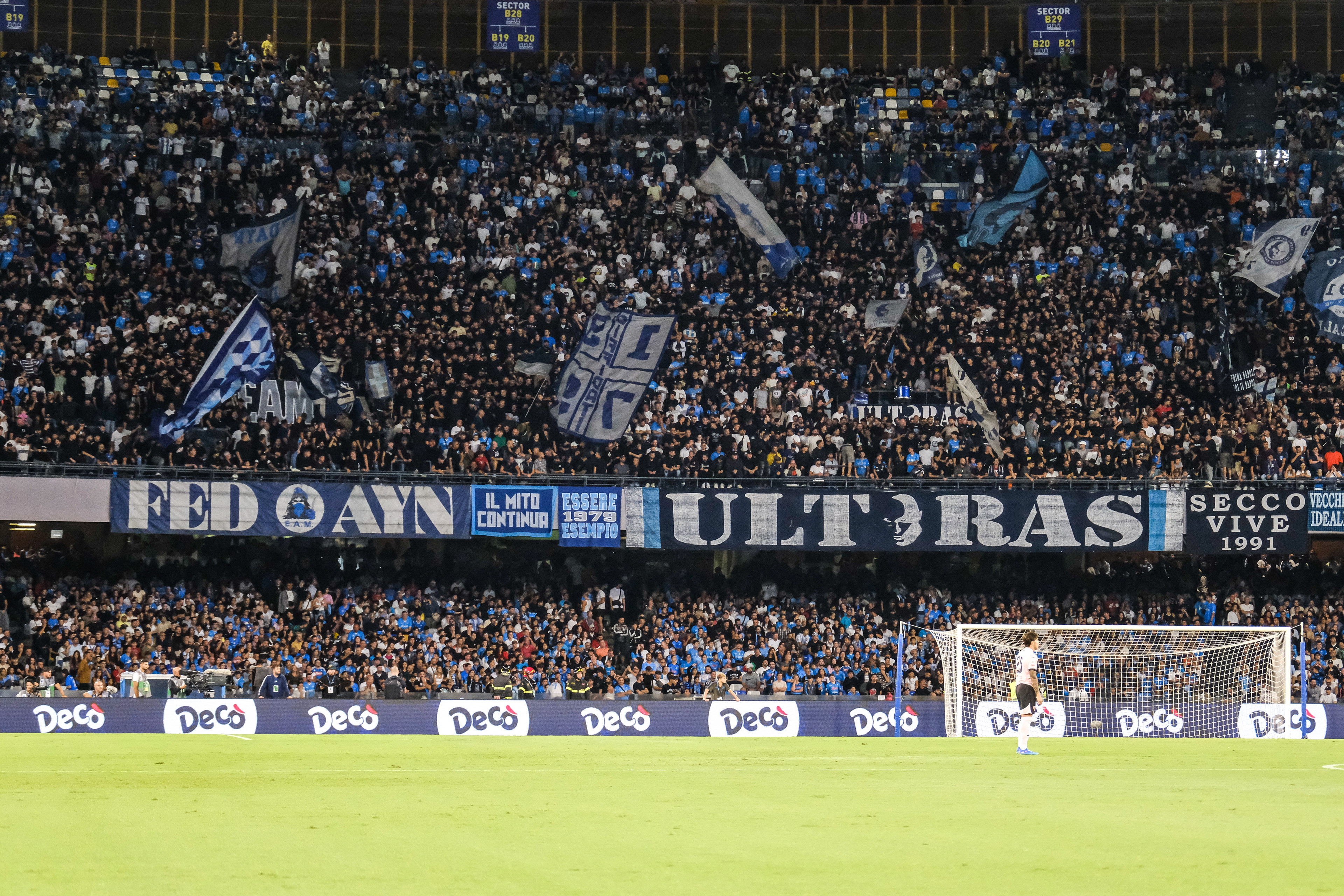 NAPOLI v PALERMO - Coppa Italia // NAPOLI, ITALY - SEPTEMBER 26: SSC Napoli's supporters during the Coppa Italia match between SSC Napoli and Palermo FC at Stadio Diego Armando Maradona on september 26, 2024 in Napoli, Italy. (Photo by Federico Serra)