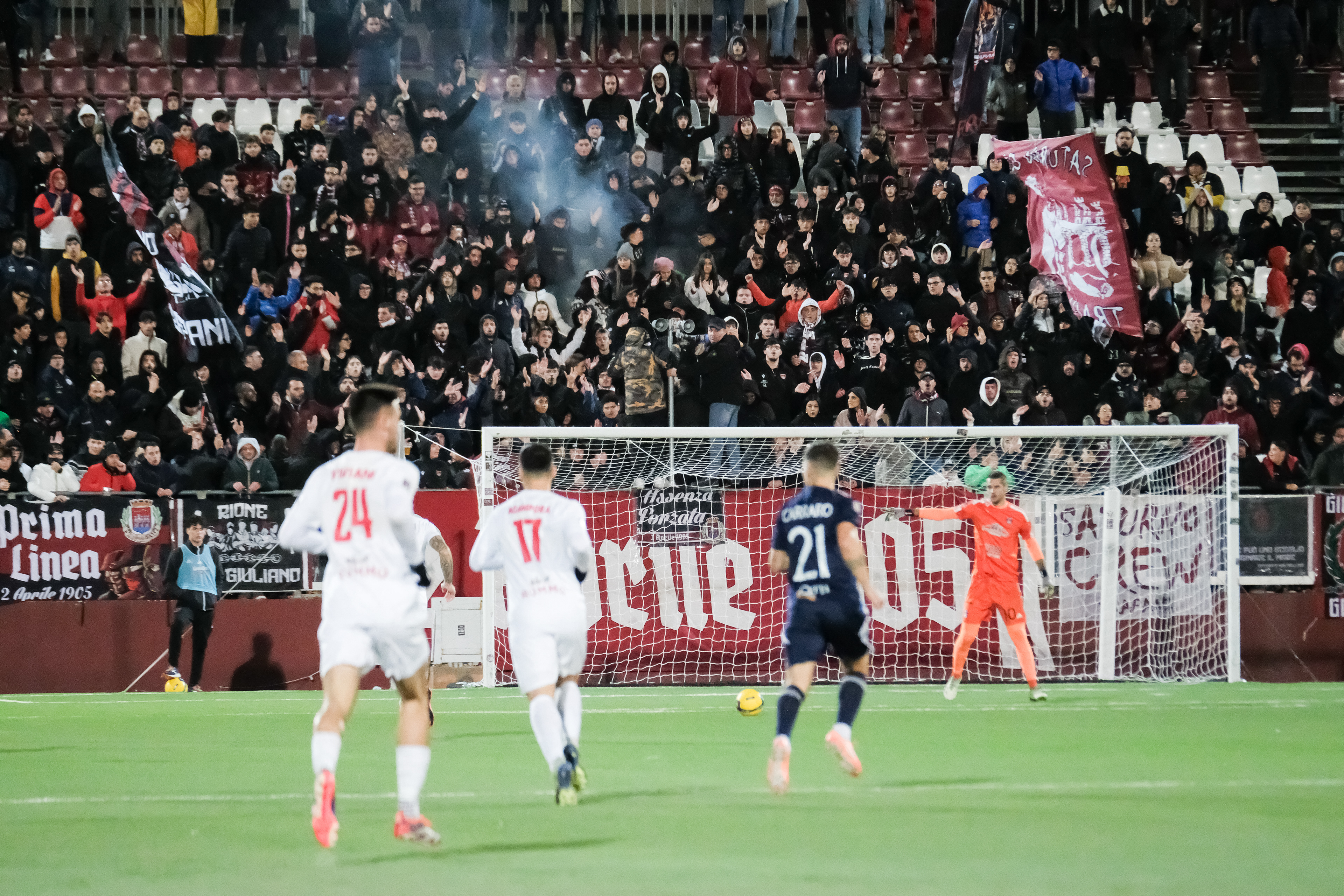 TRAPANI v BENEVENTO - Serie C // TRAPANI, ITALY - DECEMBER 08: Trapani's supporters during the Serie C match between Trapani and Benevento at Stadio Provinciale G. Basciano on december 08, 2024 in Trapani, Italy. (Photo by Federico Serra)