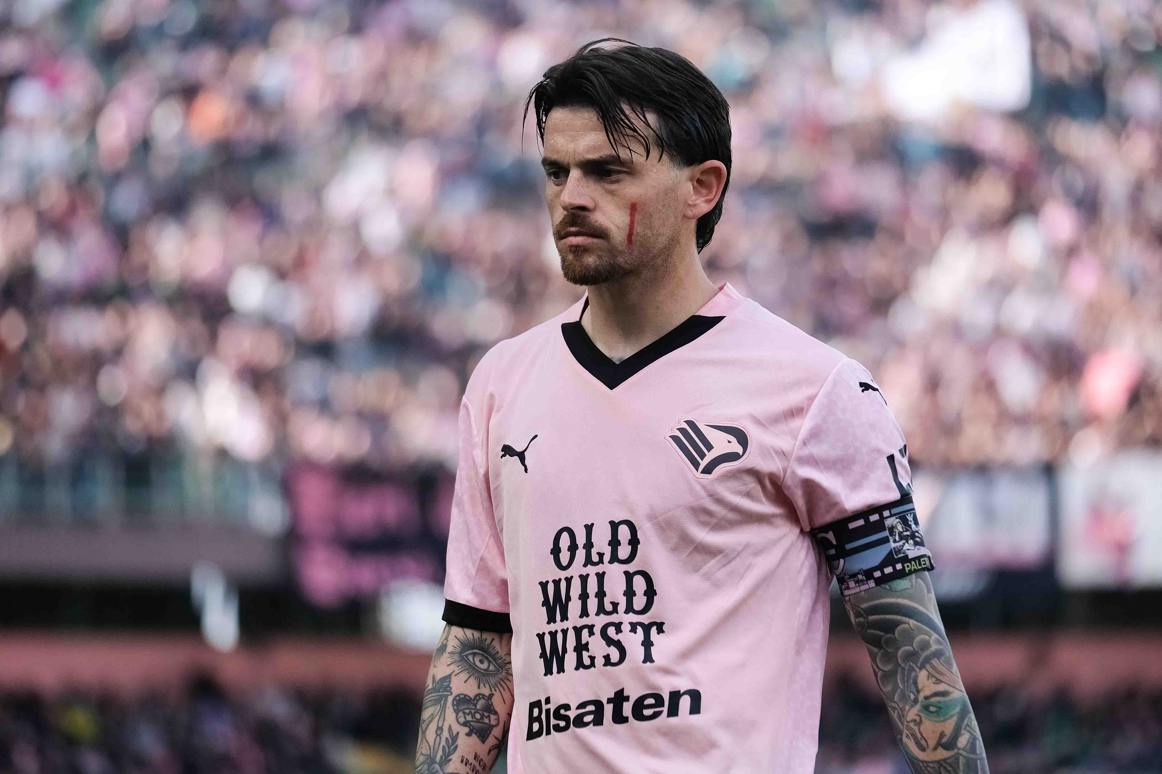 PALERMO v SASSUOLO - Serie B // PALERMO, ITALY - APRIL 06: Matteo Brunori of Palermo FC during the Serie B match between Palermo FC and Sassuolo at Stadio Comunale Renzo Barbera on april 06, 2025 in Palermo, Italy. (Photo by Federico Serra)