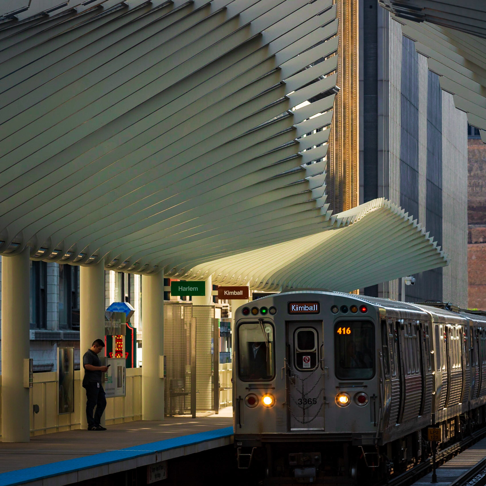 Waves Become Wings. The Washington/Wabash station in downtown Chicago's Loop provides a new airiness &amp; elegance to the otherwise staid &amp; strained CTA stops.