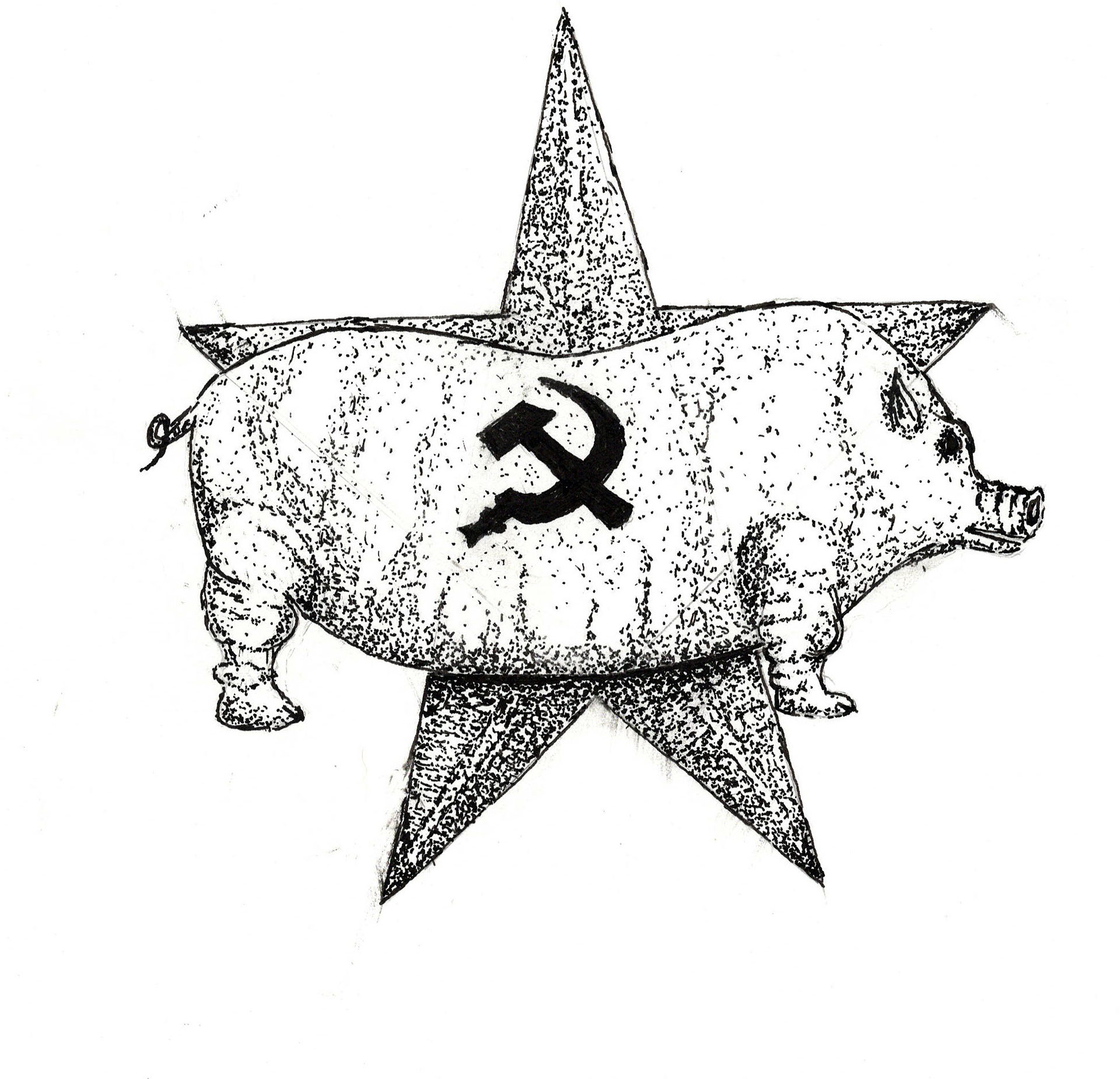 Communist Pig - Pen and Ink - Circa 2013