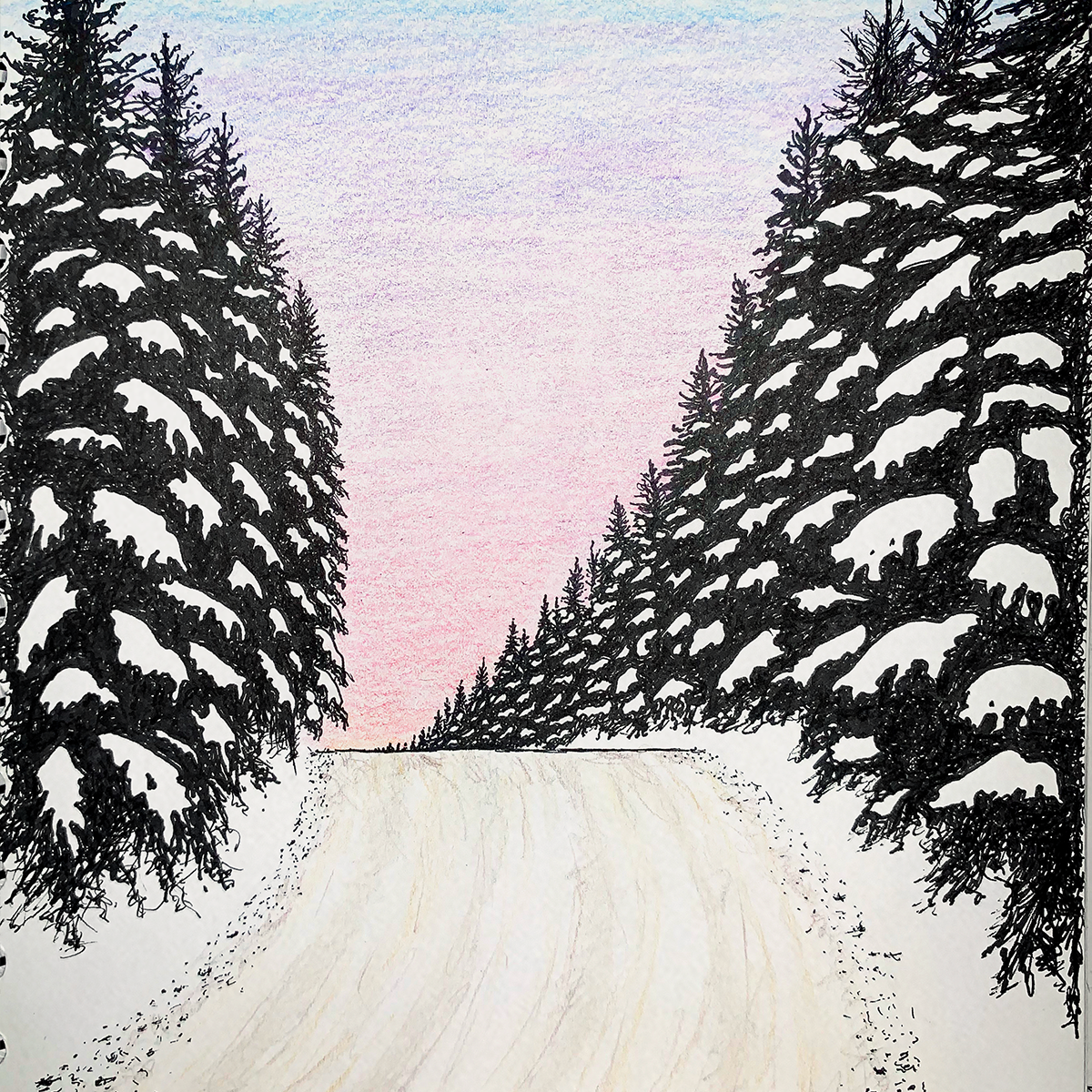 New Beginnings – Ink pen + Aquarelle pencils on paper