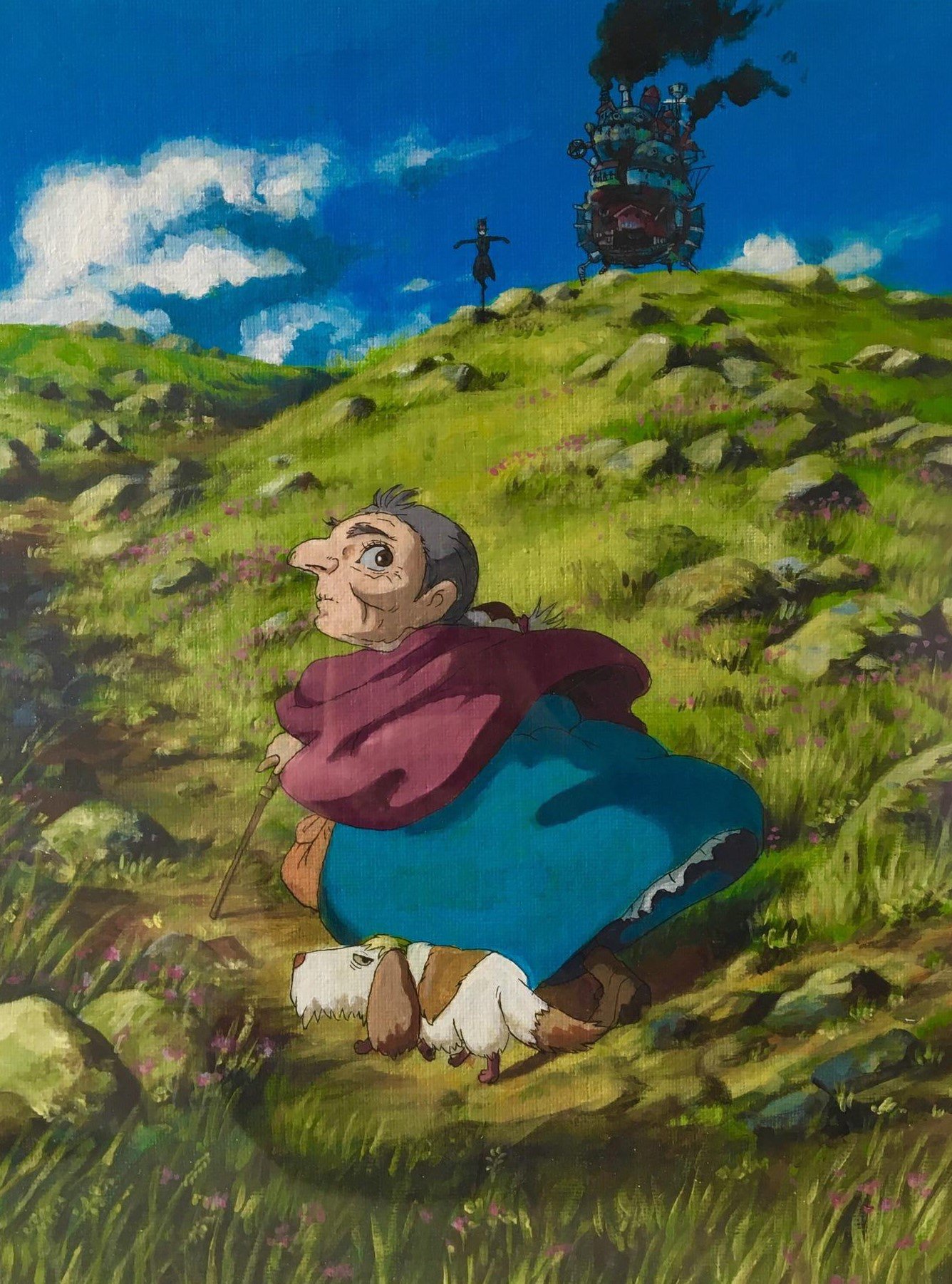 Howl's Moving Castle Mastercopy. 2018. Acrylic on Canvas. 8.5in x 11in