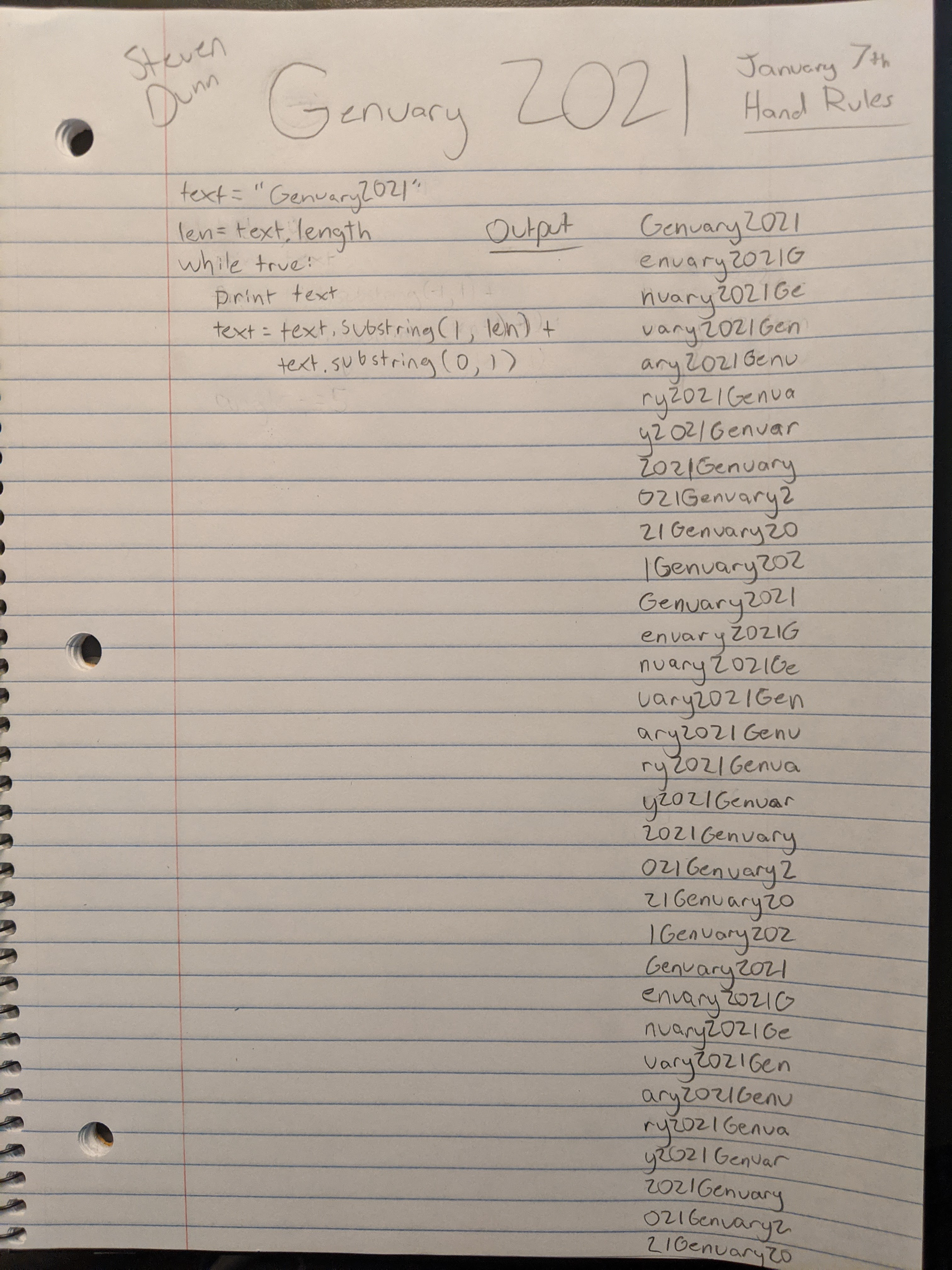 January 7th: Hand Written