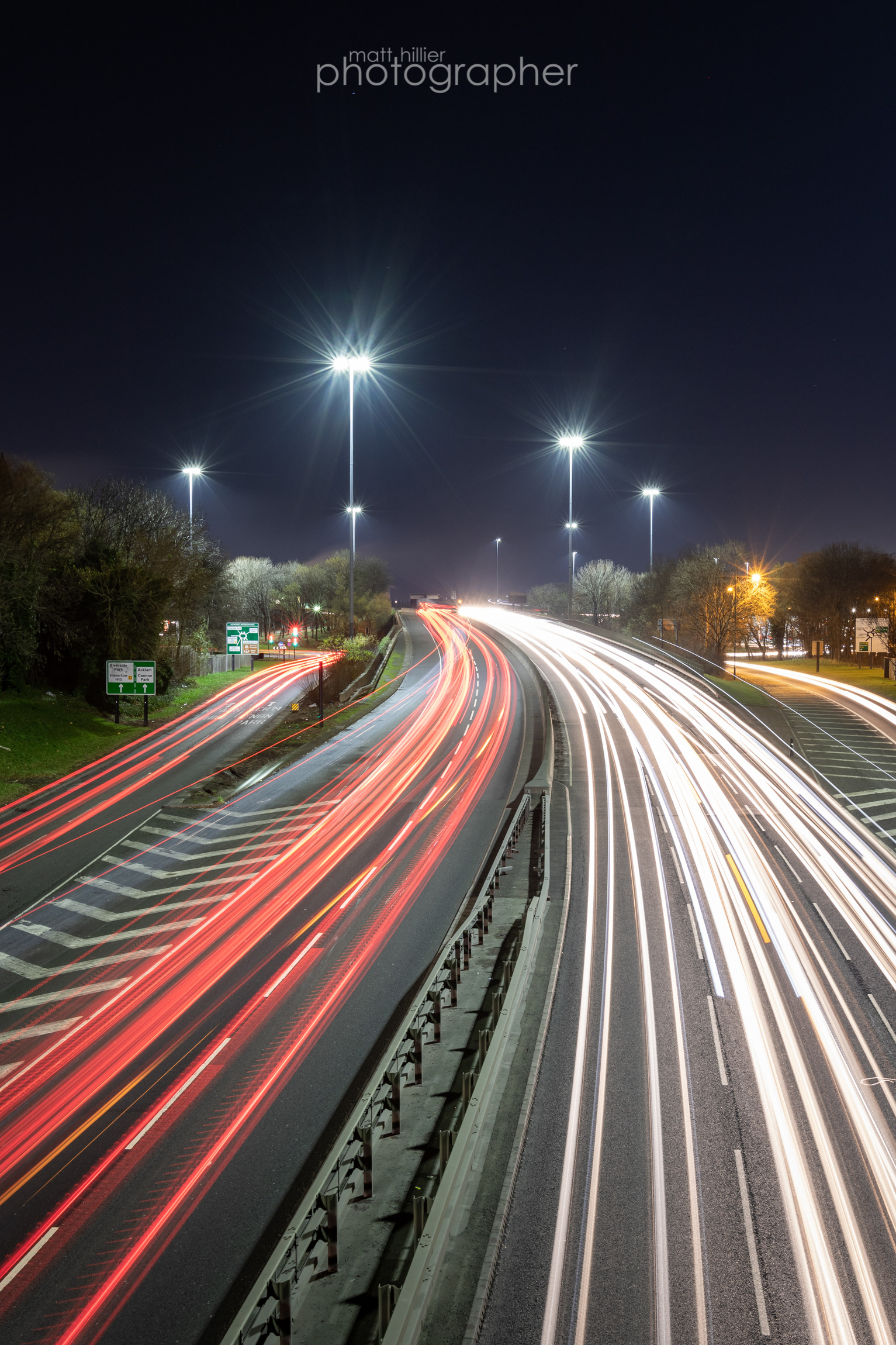 Lights at Night on the A66, Teesside