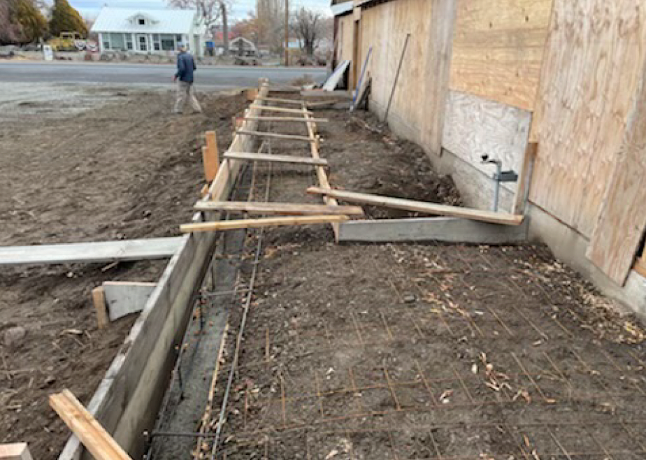 creating the forms for concrete sidewalks