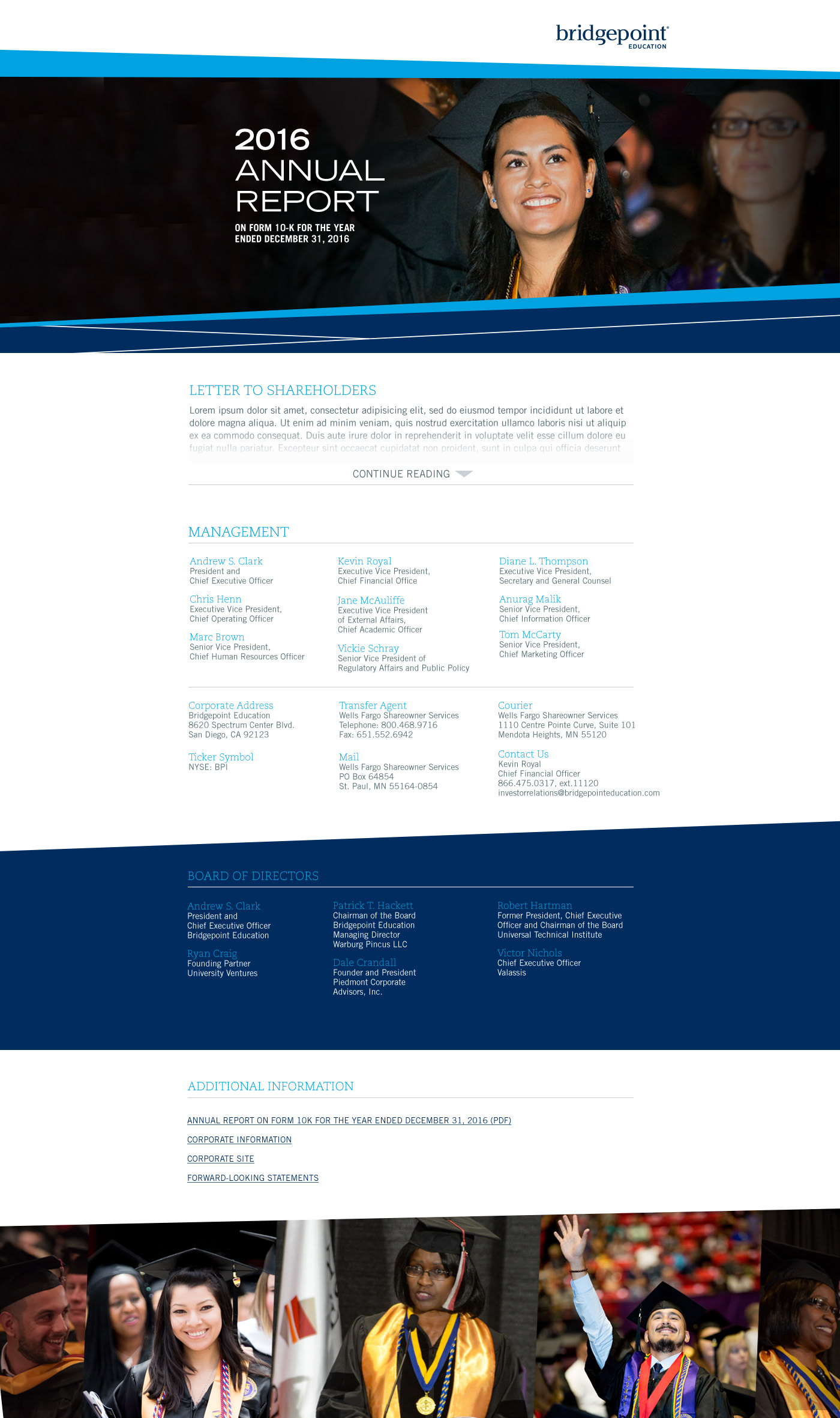 Bridgepoint Education Annual Report Website Layout &Design