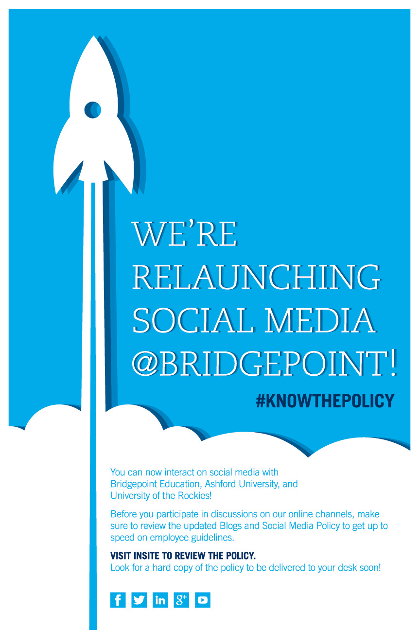 Bridgepoint Education social media relaunch poster