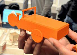 A small scale 3D printed model of the cargo bike.