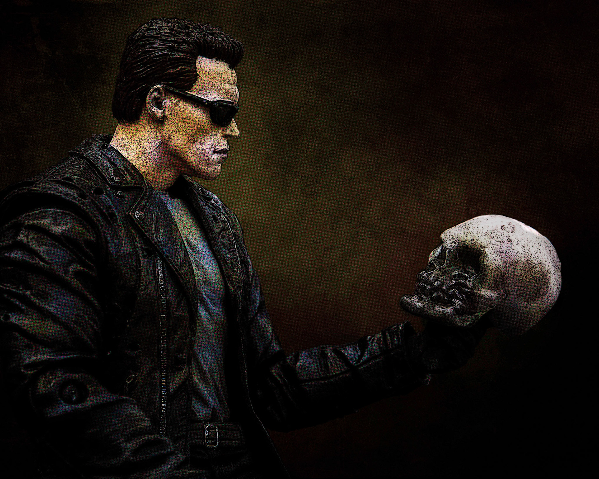 Terminator examines the meaning of life while re-enacting the Alas Poor Yorick scene from Hamlet