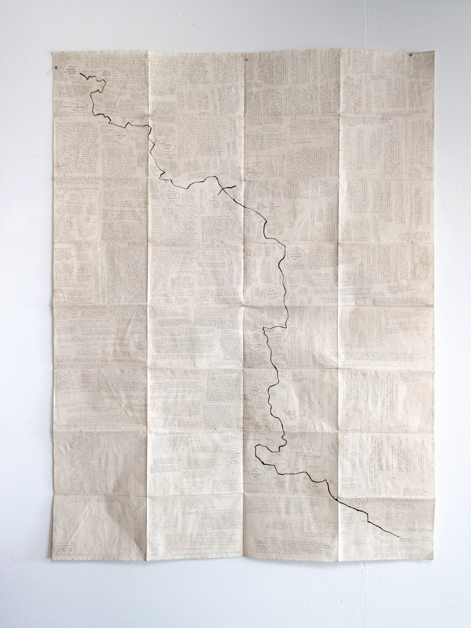 Travel map (La Entrega I), 2018, mixed media on paper, 200x150 cm