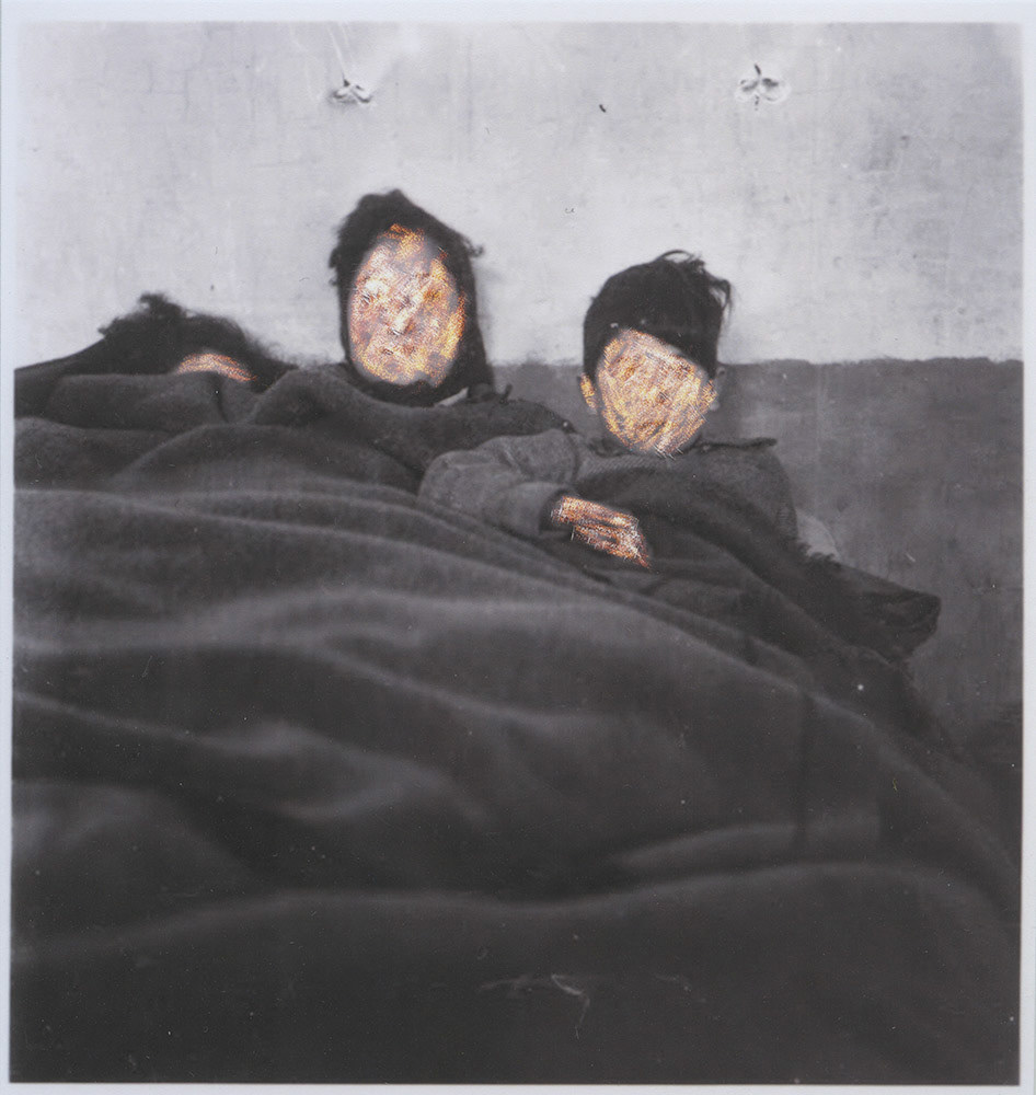 Family, 2015, scratched photo, 10x10 cm - Based on a photo from Elsa Lüthi-Ruth archive