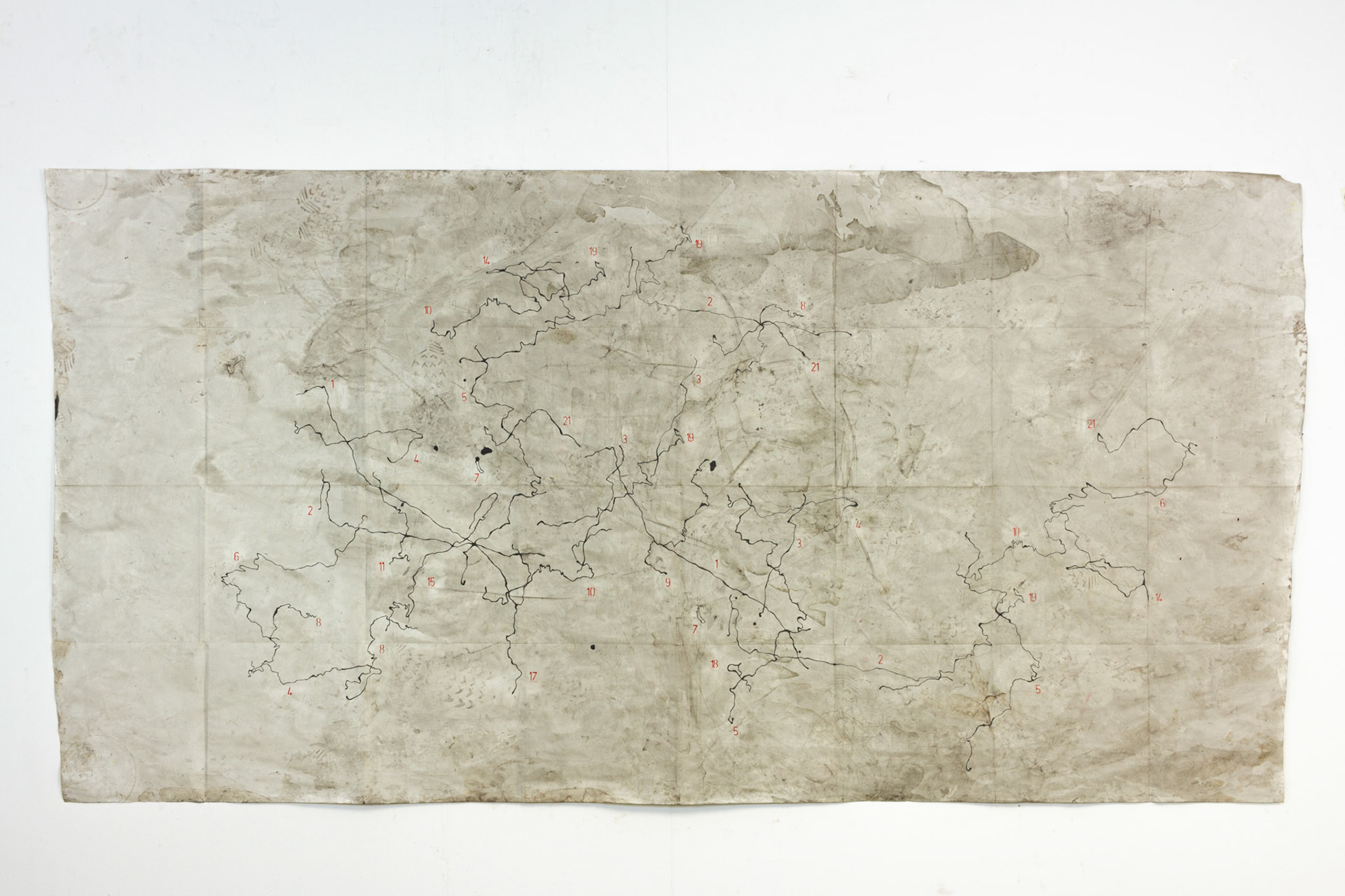 Impossible territory III (Grand Tour 2020), 2021, mixed media on paper, 150x300 cm