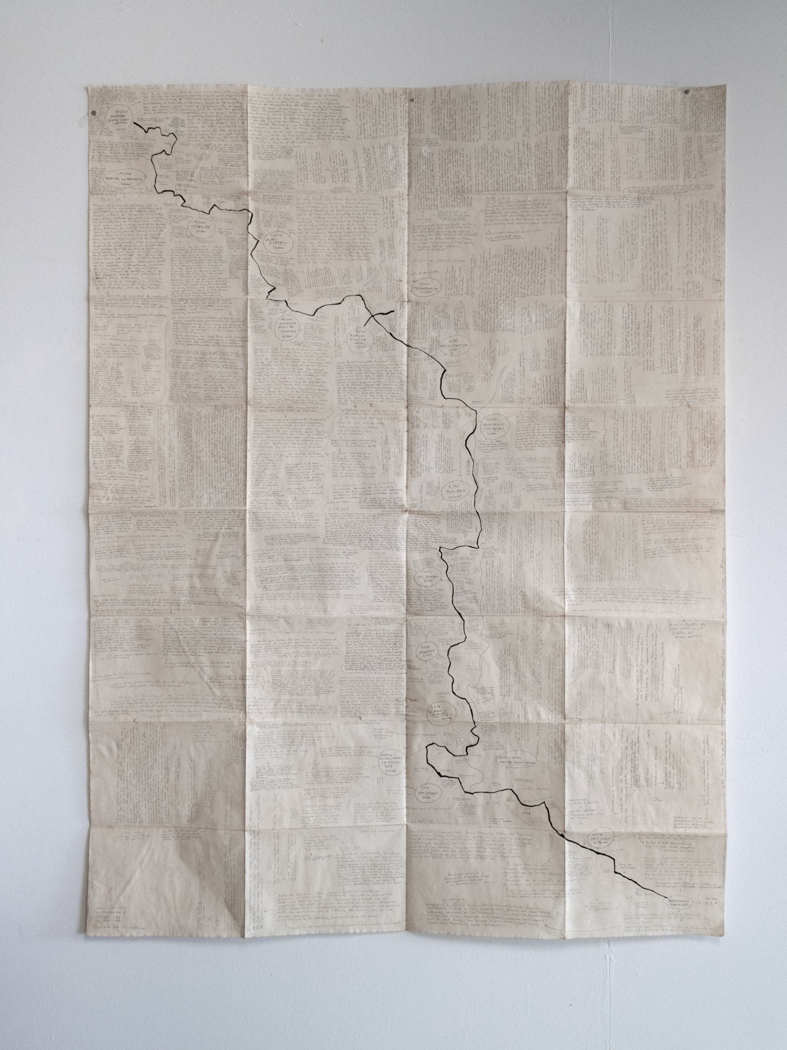 Travel map (La Entrega I), 2018, mixed media on paper, 200x150 cm