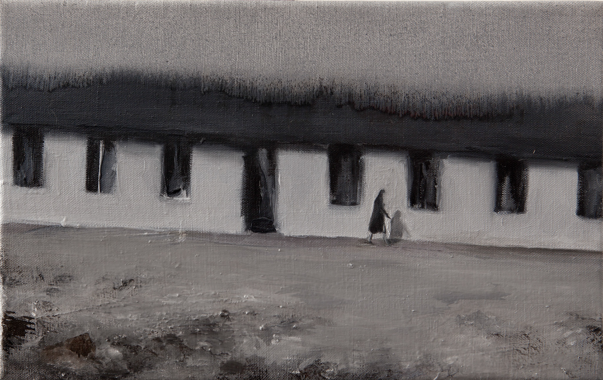 “Le ciel bas et lourd pèse comme un couvercle”, 2014, oil on canvas, 22x35 cm