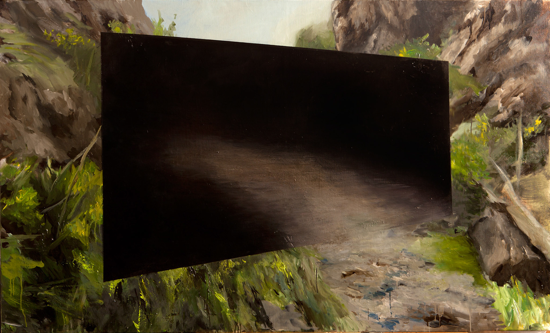 Border crossings of exile: Coll de Malrem, 2014, oil on canvas, 90x146 cm
