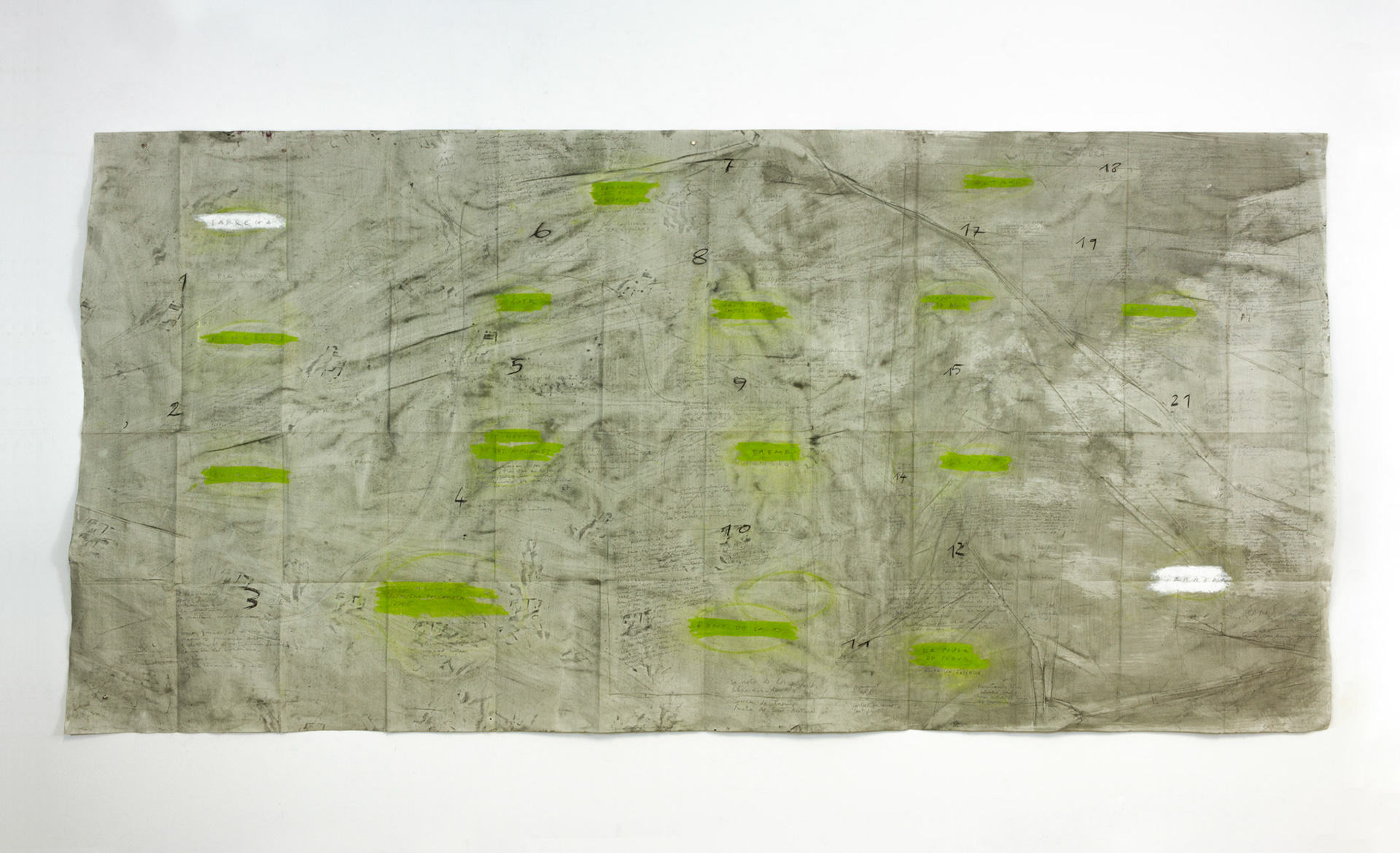 Map of a Journey II (Grand Tour 2020), 2020, mixed media on paper, 150x300 cm