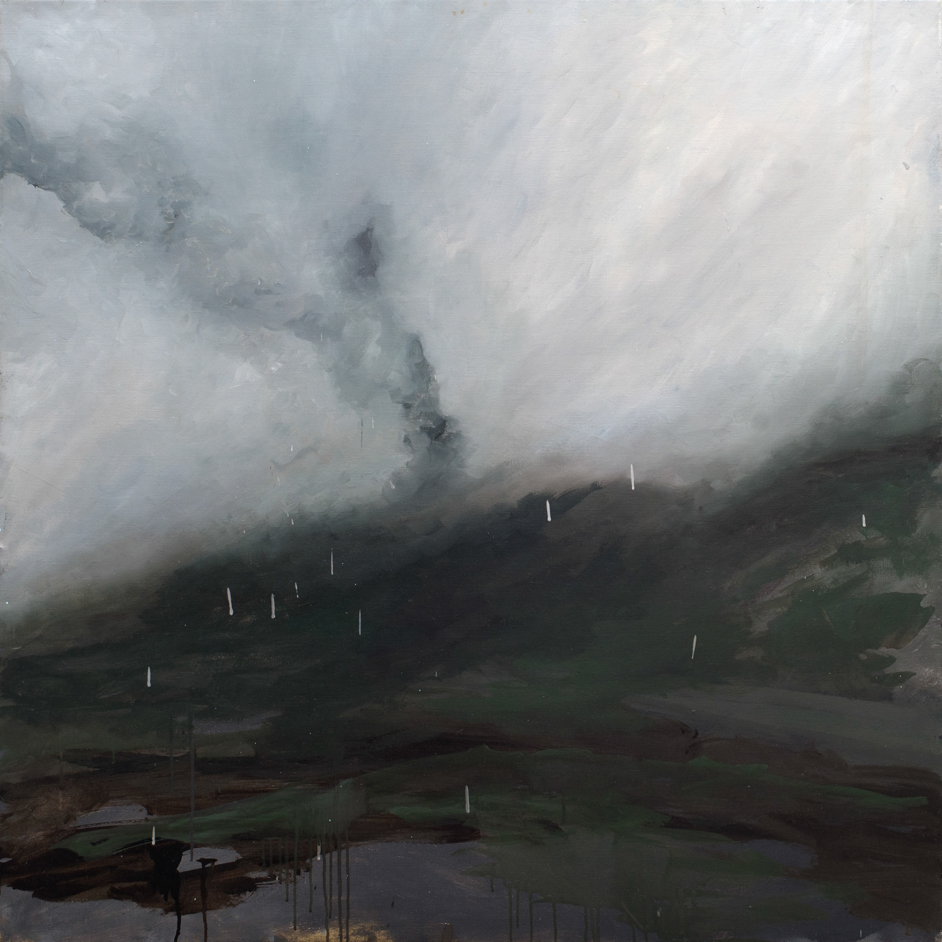 Landscape (with smoke), 2016, oil on canvas, 100x100 cm