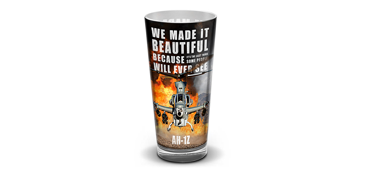Bell Helicopter AH-1Z We Made it Beautiful pilsner glass by Creative Director: Ben Gilliand, BGV Agency, bgvisual.com
