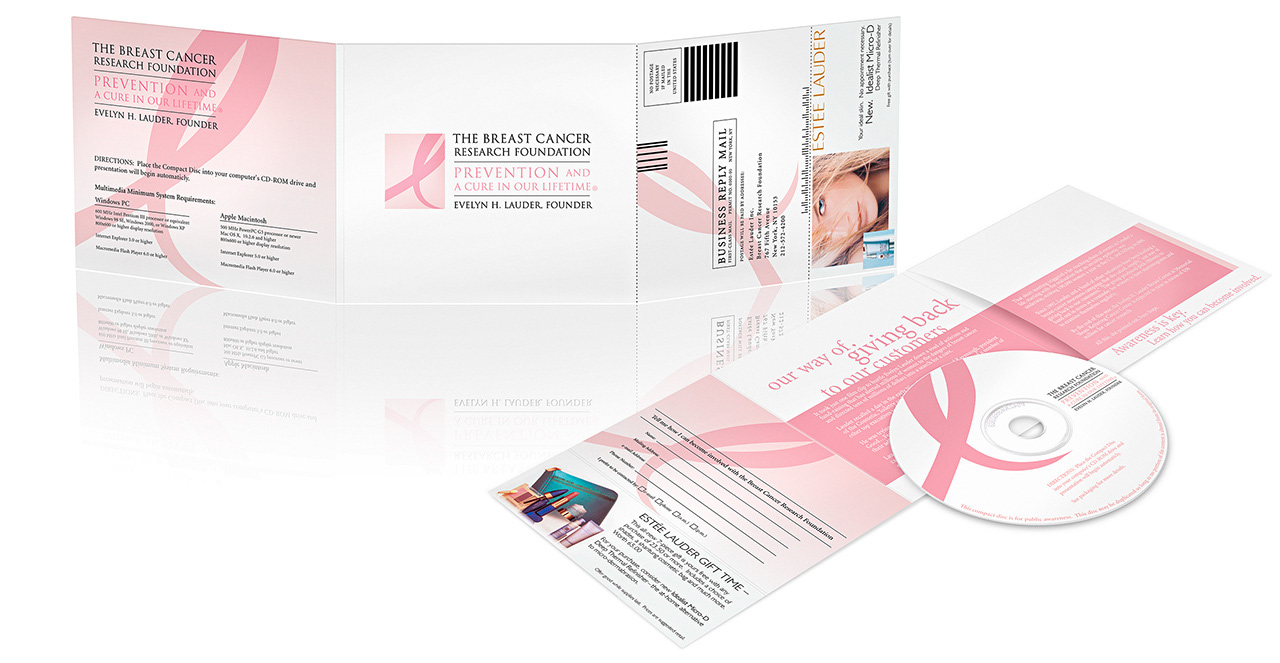 Estee Lauder Breast Cancer Research Foundation Direct mail Marketing by Creative Director: Ben Gilliand, BGV Agency, bgvisual.com
