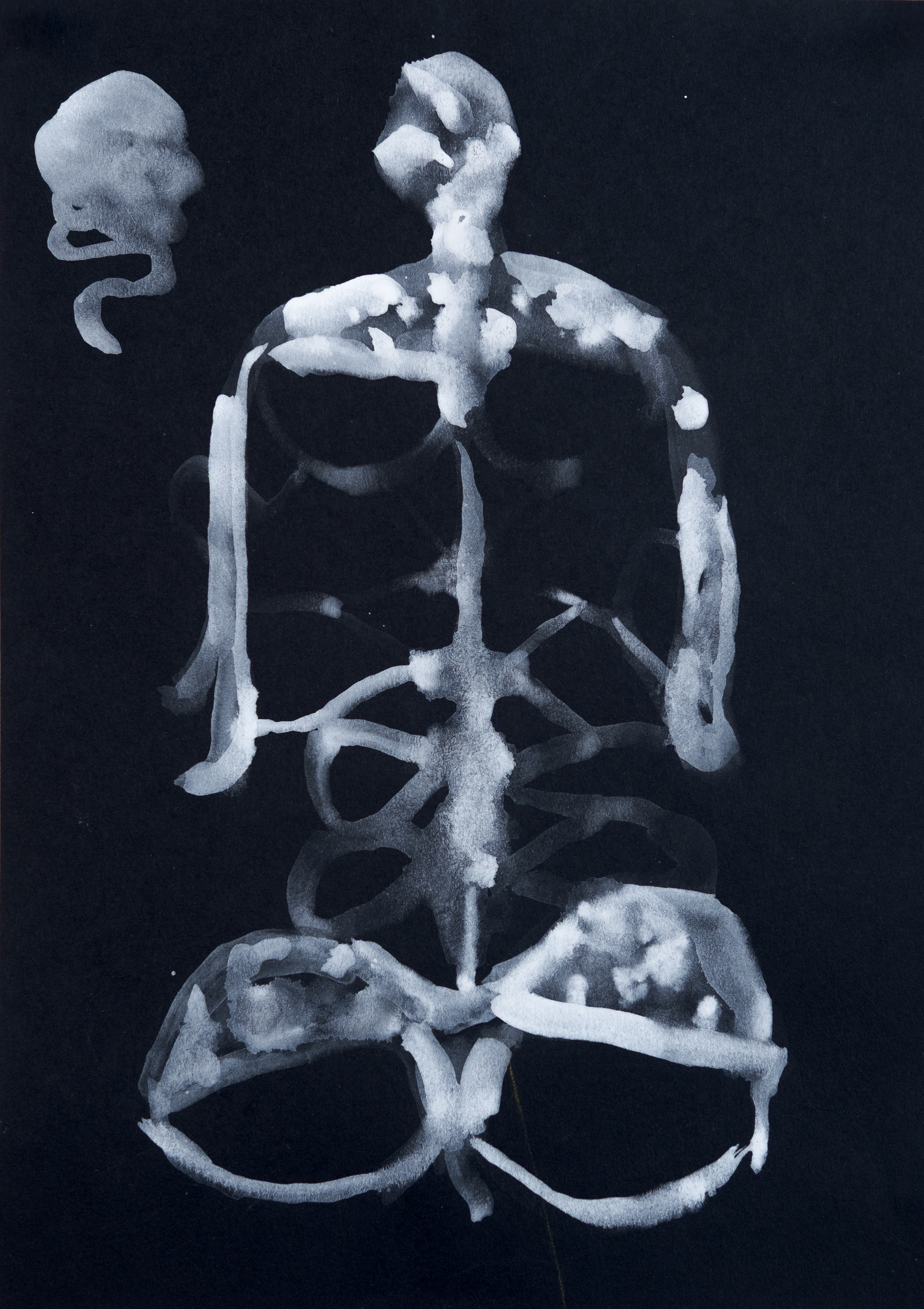 "Judas II", 2002  Acrylic on black paper 11.5" x 8"