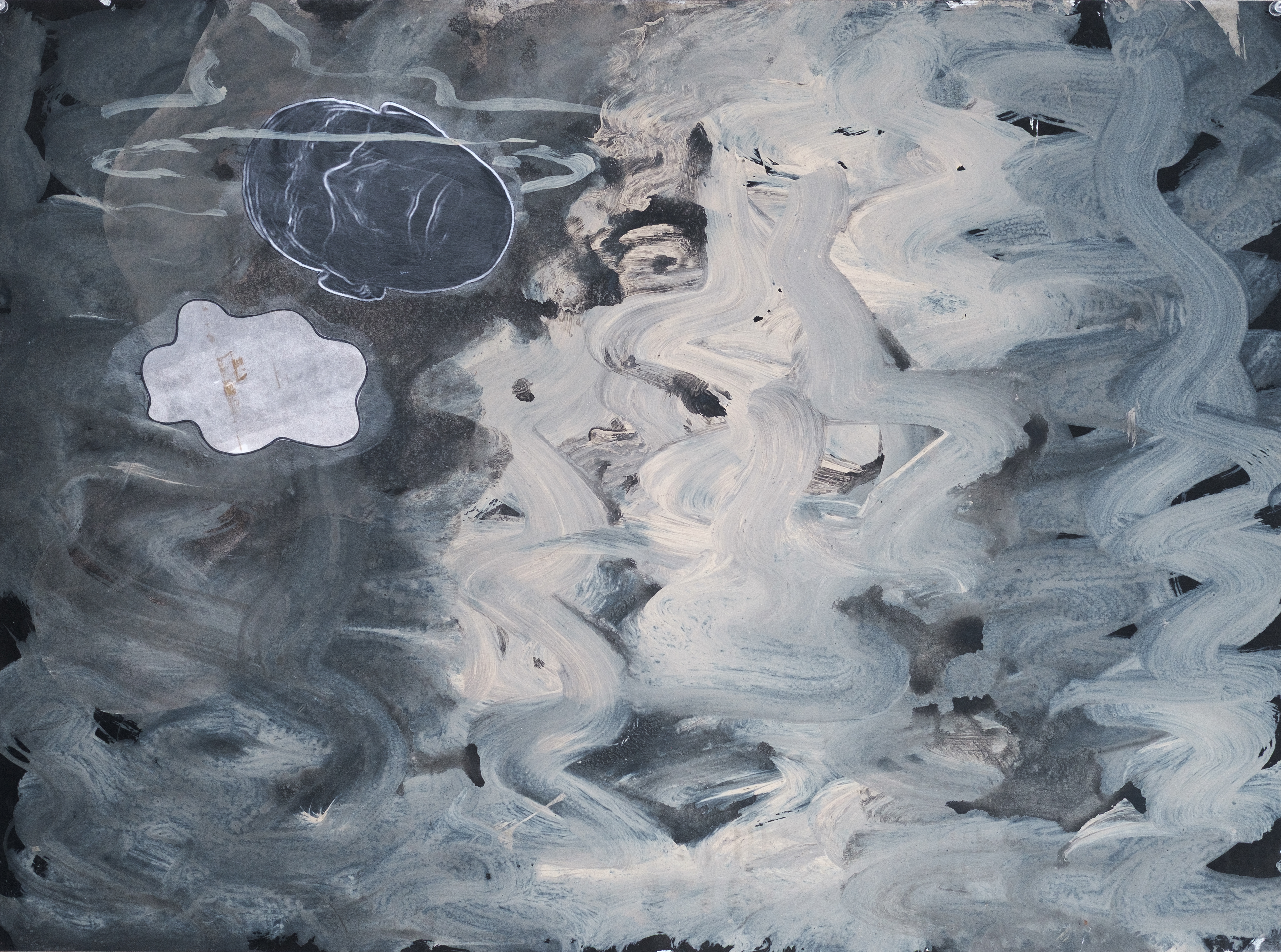 "Floating", 2011 | Acrylic, collage and graphite on paper | 22.5" x 30"