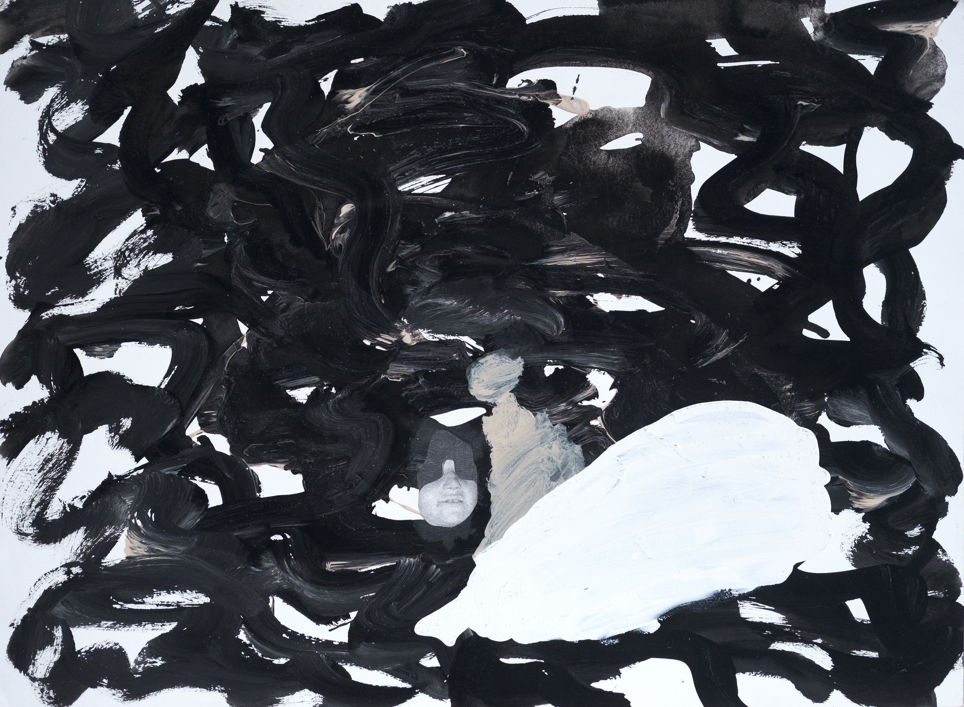 "White Bubble", 2011 | Acrylic, collage and graphite on paper | 22.5" x 30"