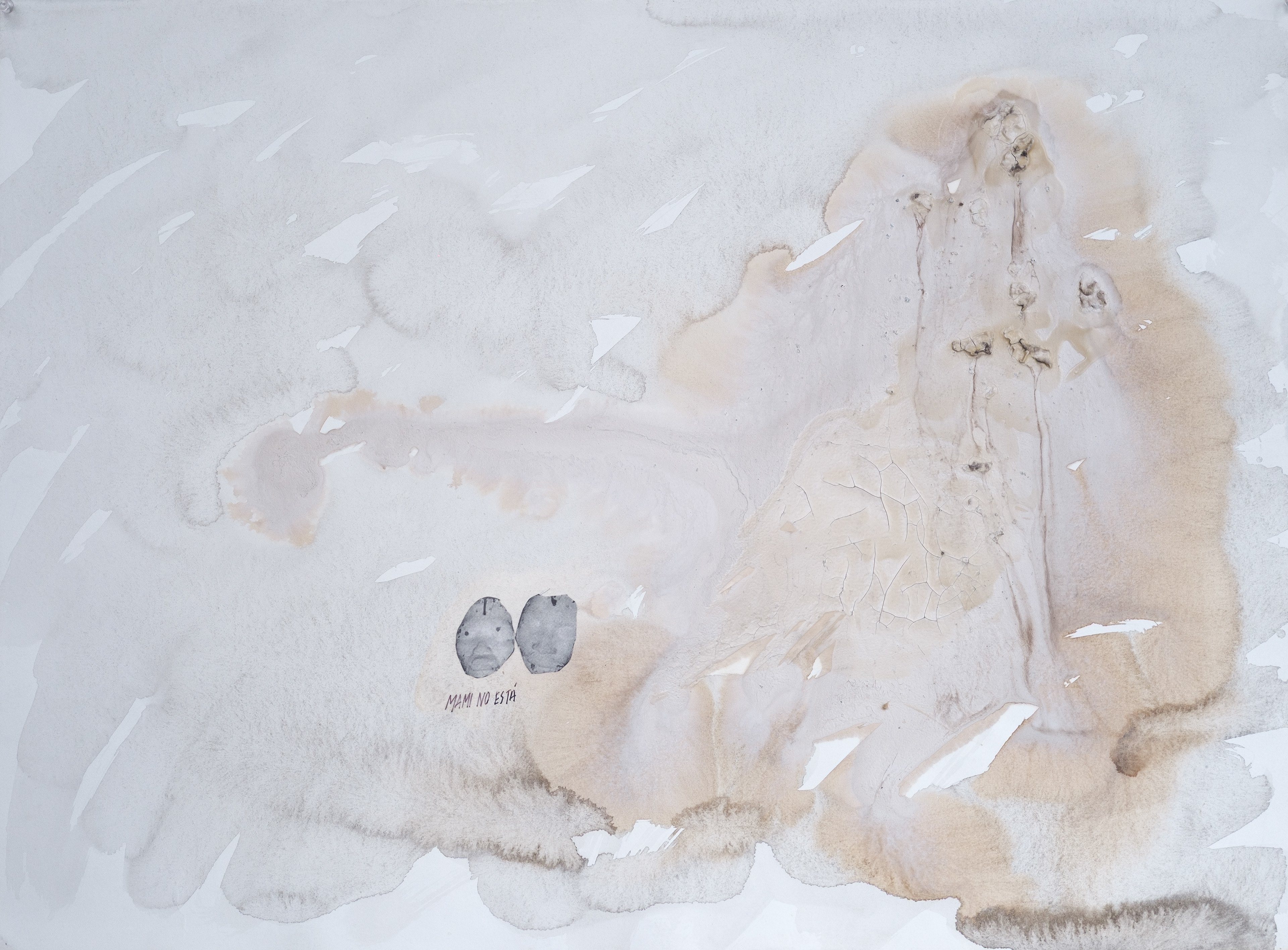 "Mami no está", 2011 | Acrylic, collage and graphite on paper | 22.5" x 30"