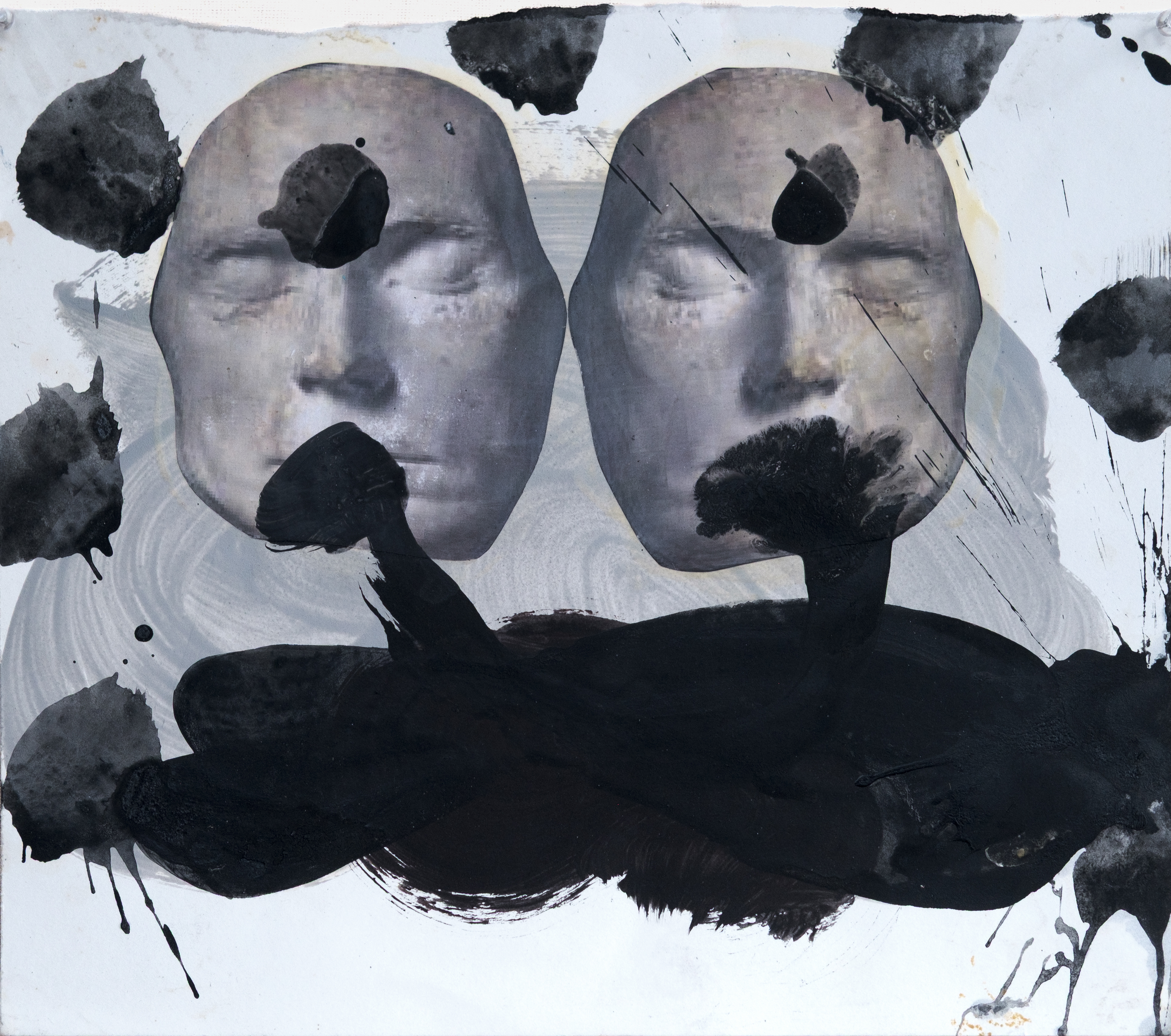 Double Egon, 2020  |  Mixed media  |  13" x 15"