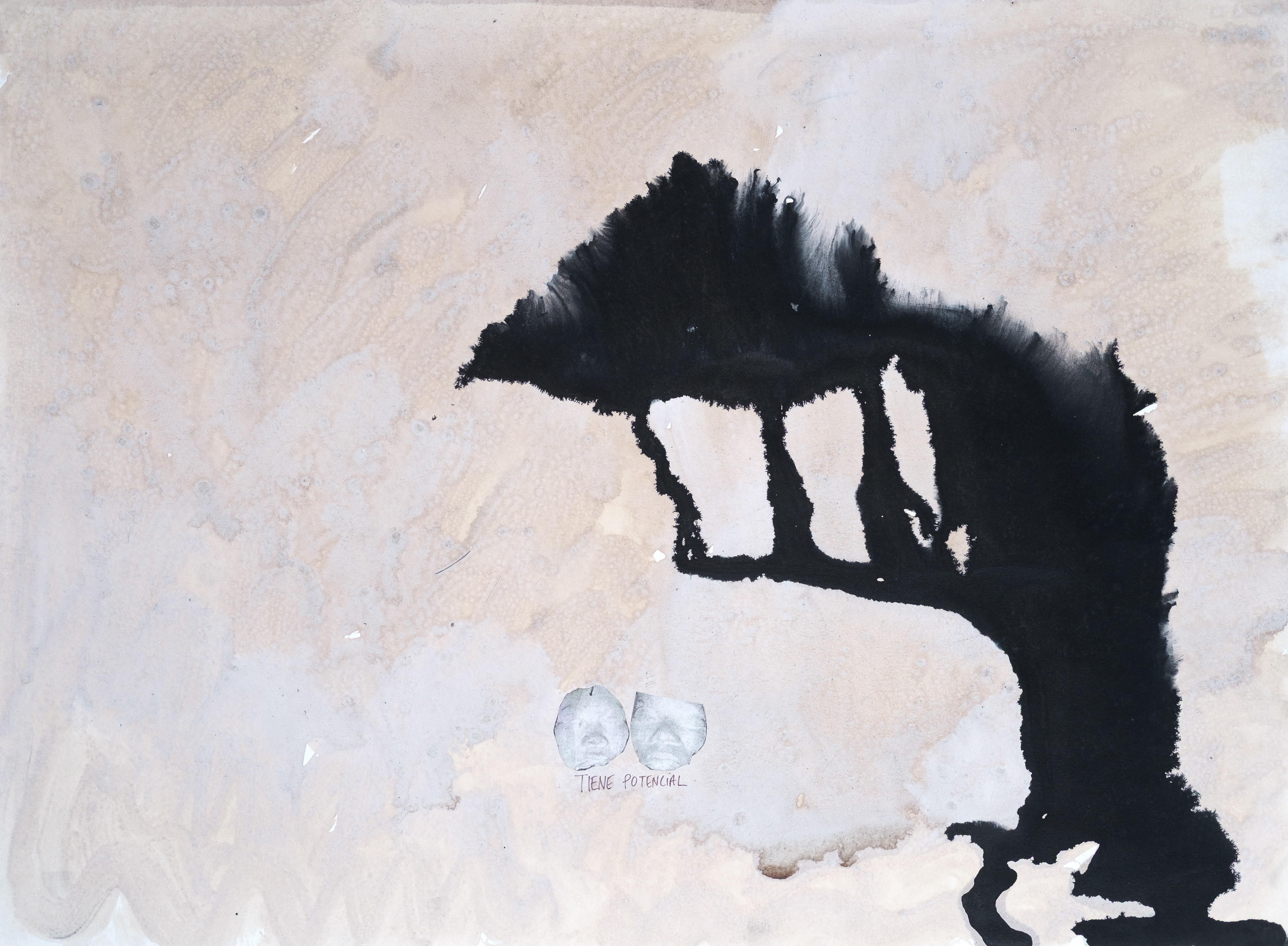 "Tiene potencial", 2011 | Acrylic, collage and graphite on paper | 22.5" x 30"