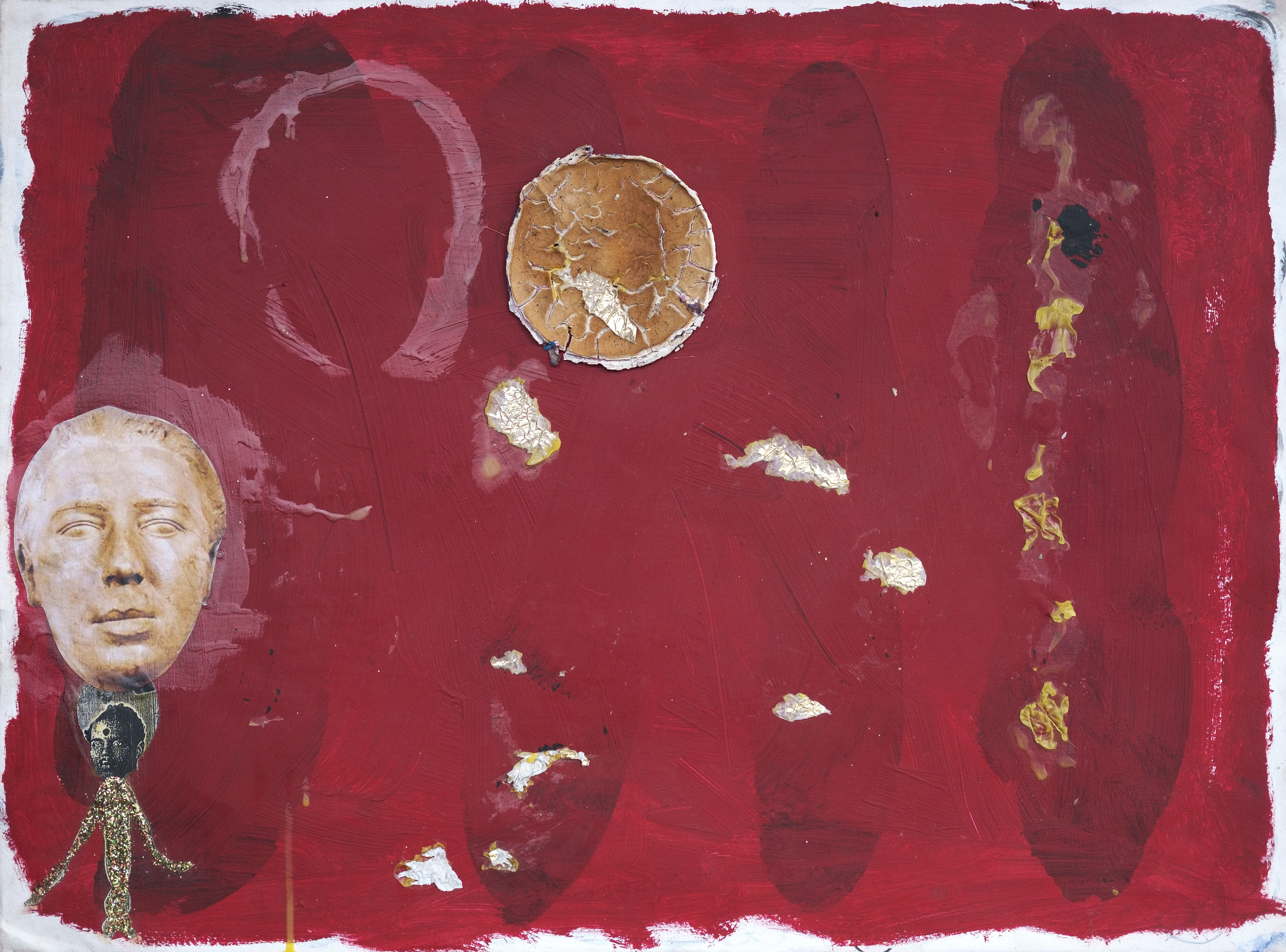 "Breton in Hell", 2011 | acrylic, collage, glitter and glue on paper | 22.5"x 30"
