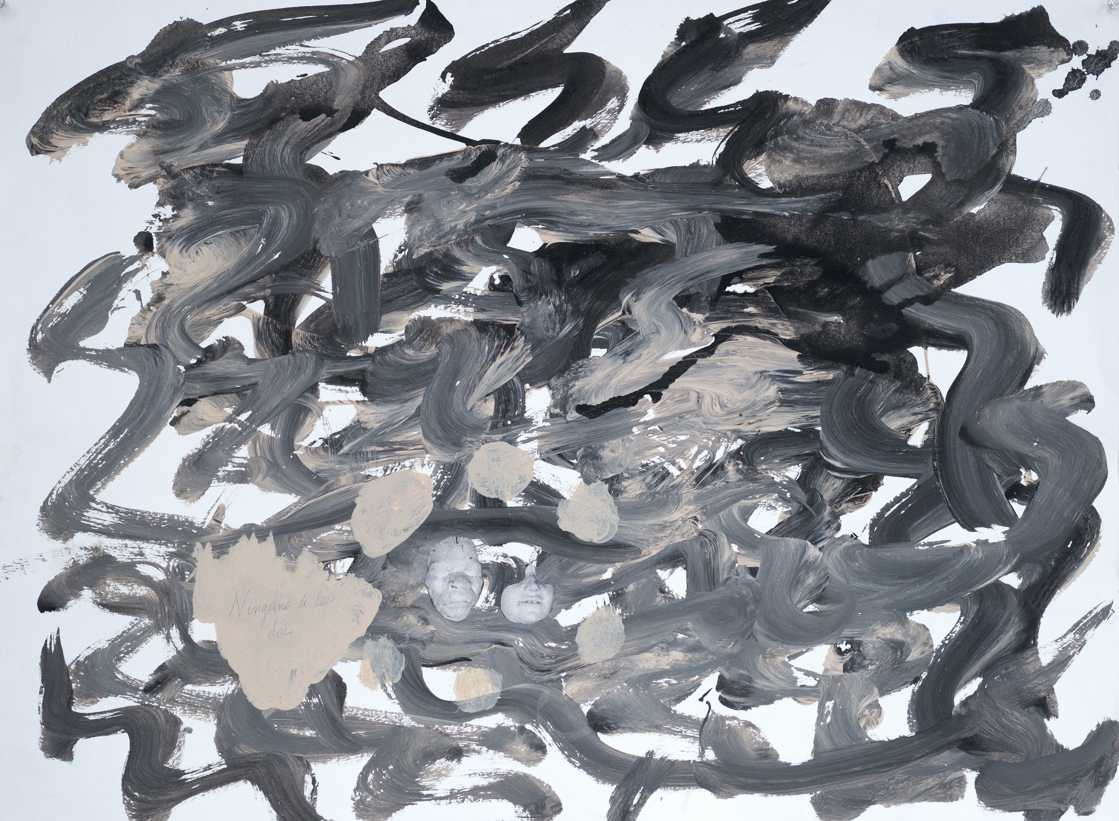 "Ninguno de los dos", 2011 | Acrylic, collage and graphite on paper | 22.5" x 30"