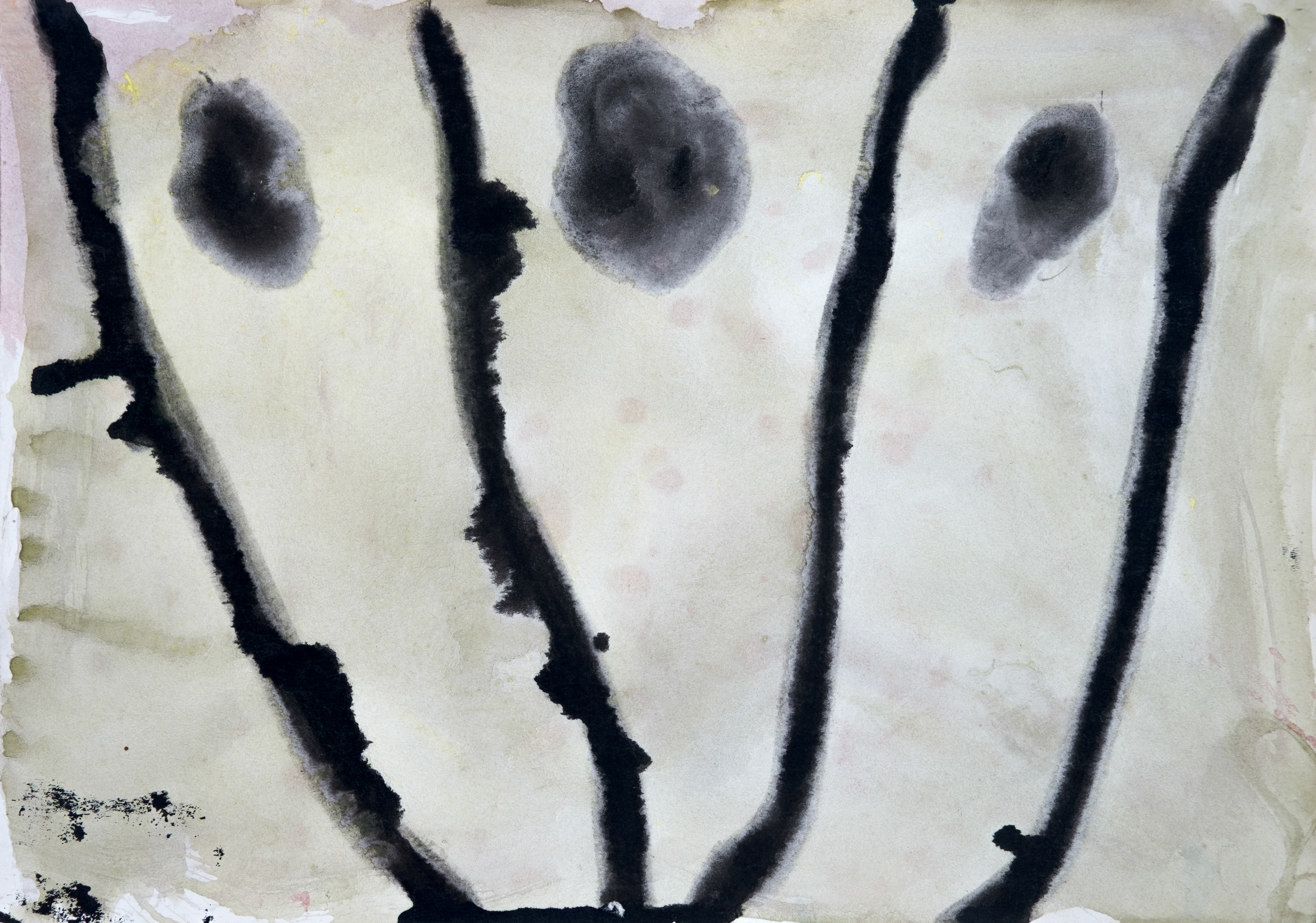 "Things in the sky", 1992  Mixed media on paper 8" x 12"