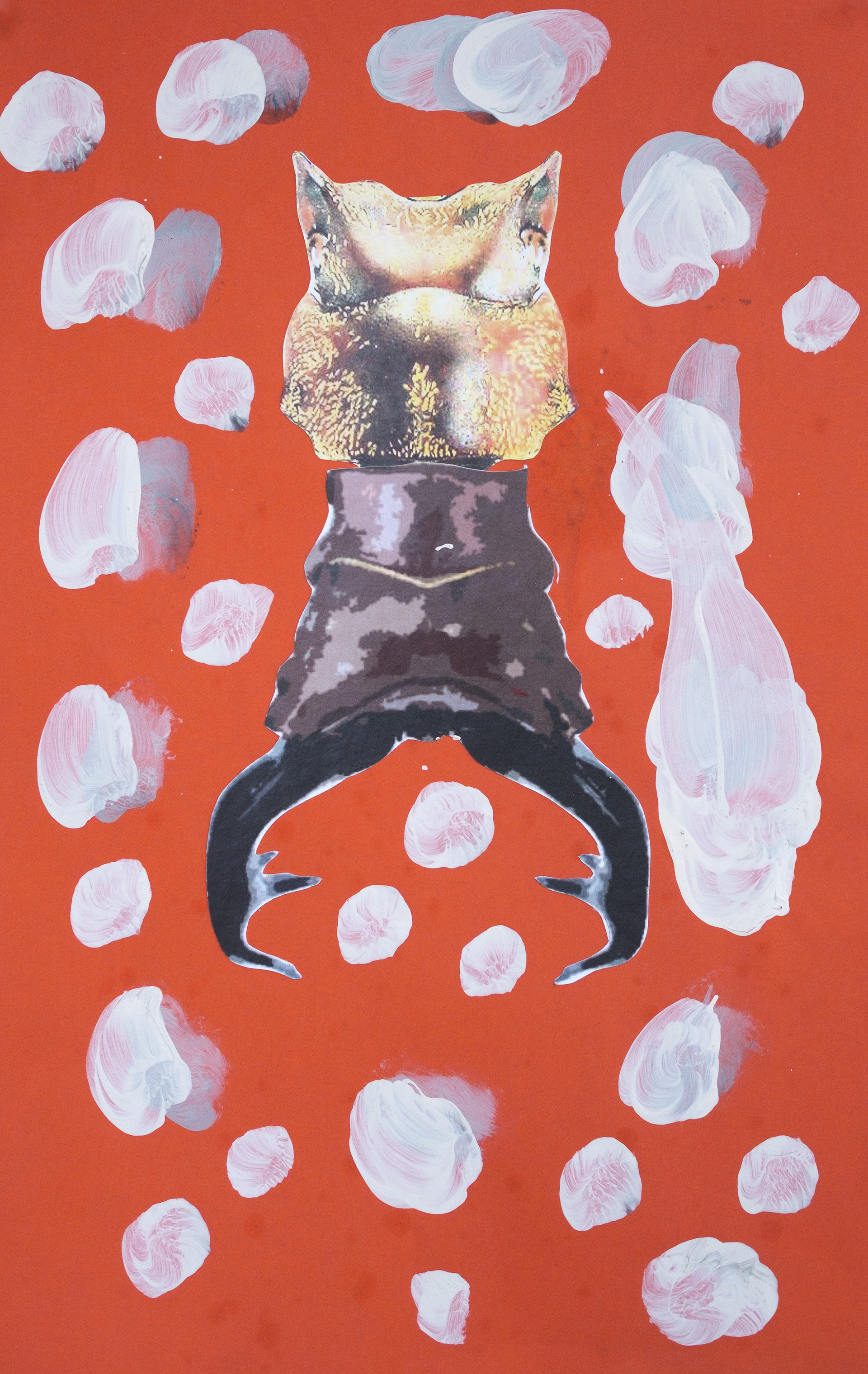 "Hovering III", 2023 | Acrylici and collage on cardboard | 22" x 14"