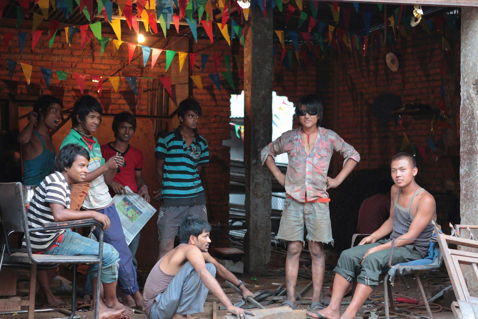 Young boys welding shop