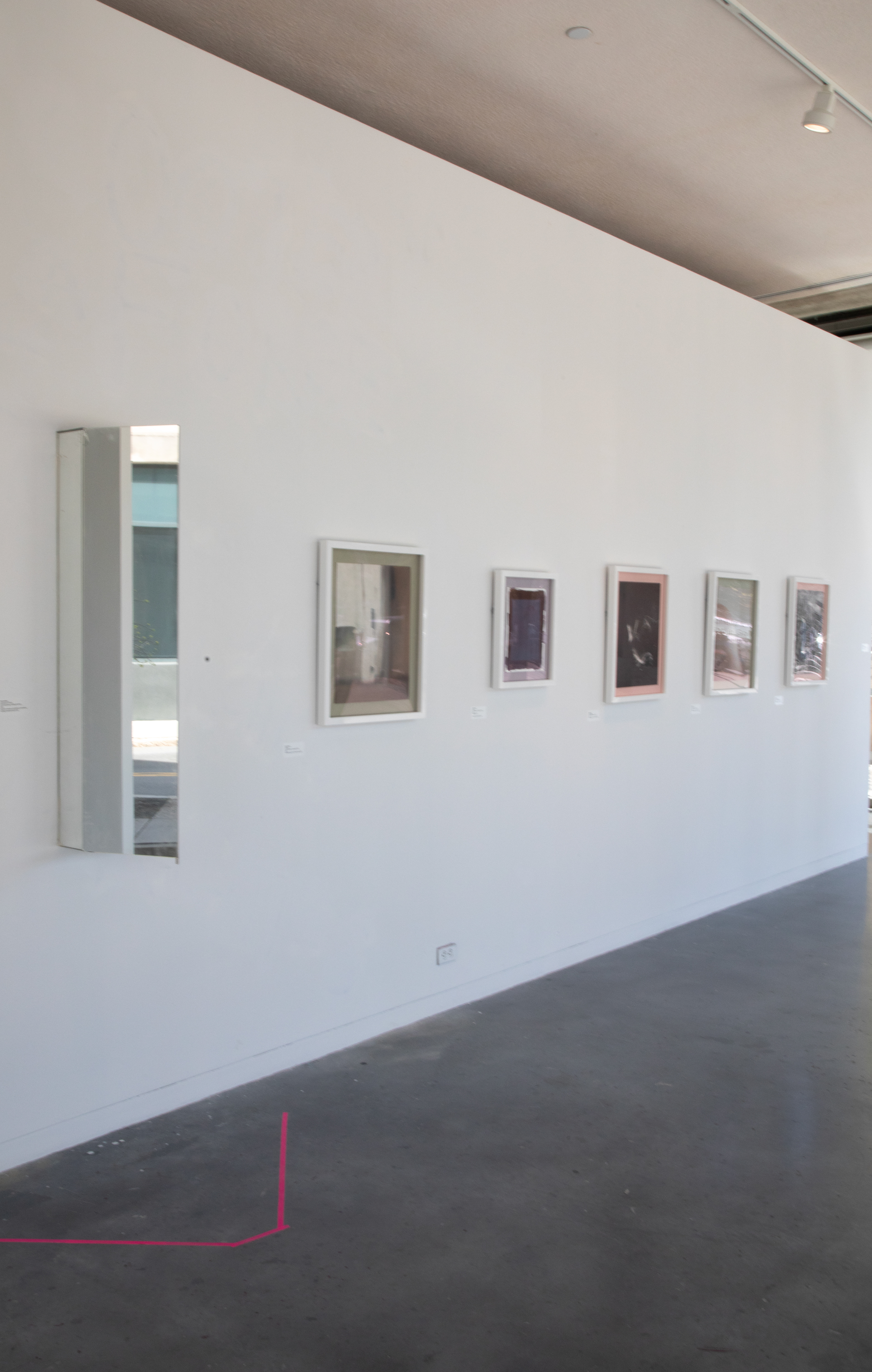 Cabinet Mirror and Massachusetts Avenue Facing Wall - Containing 4 Hiromi Paper Prints and 1 Salt Print Image all in White Frames