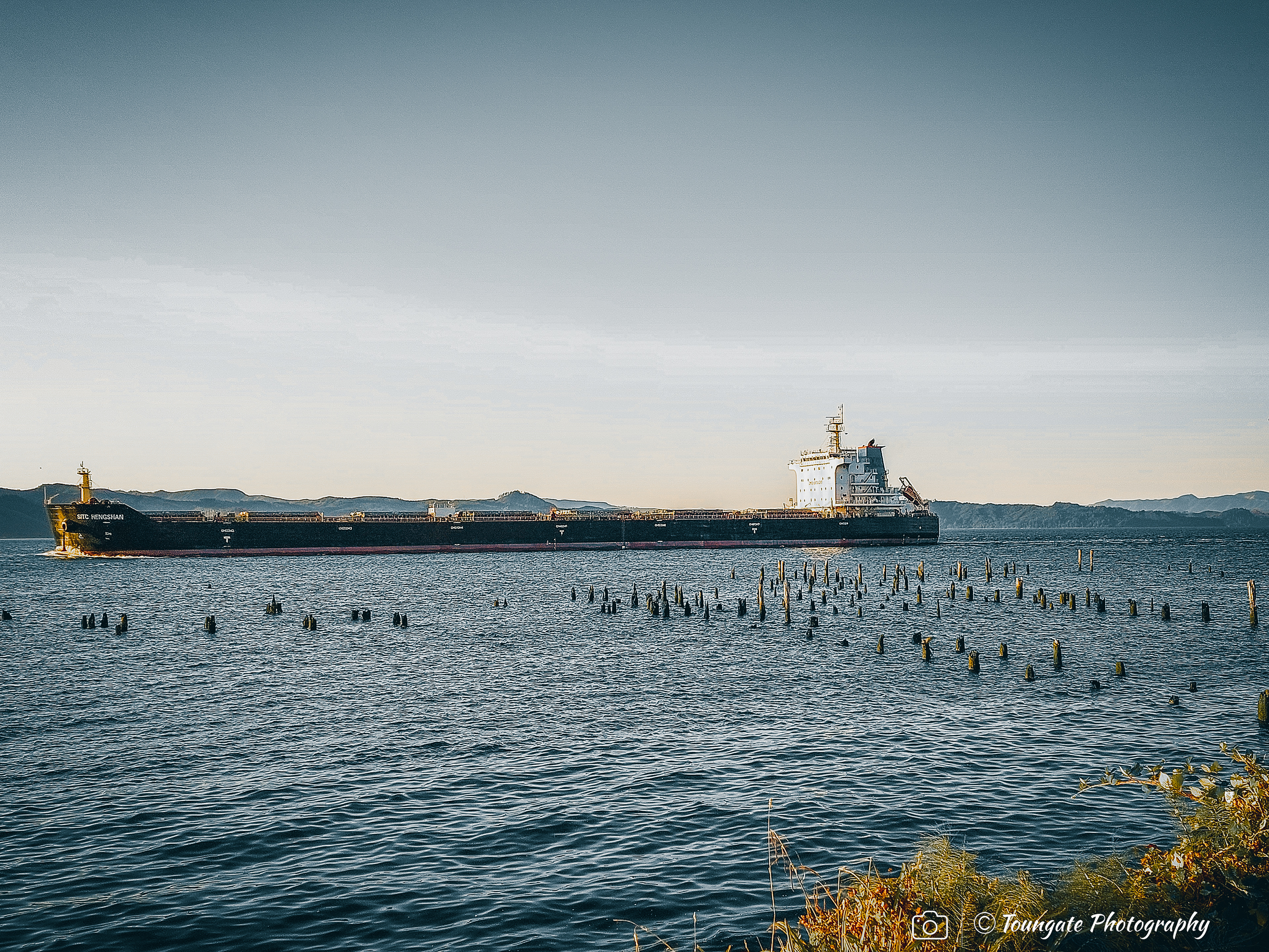 Ship going up the Columbia River