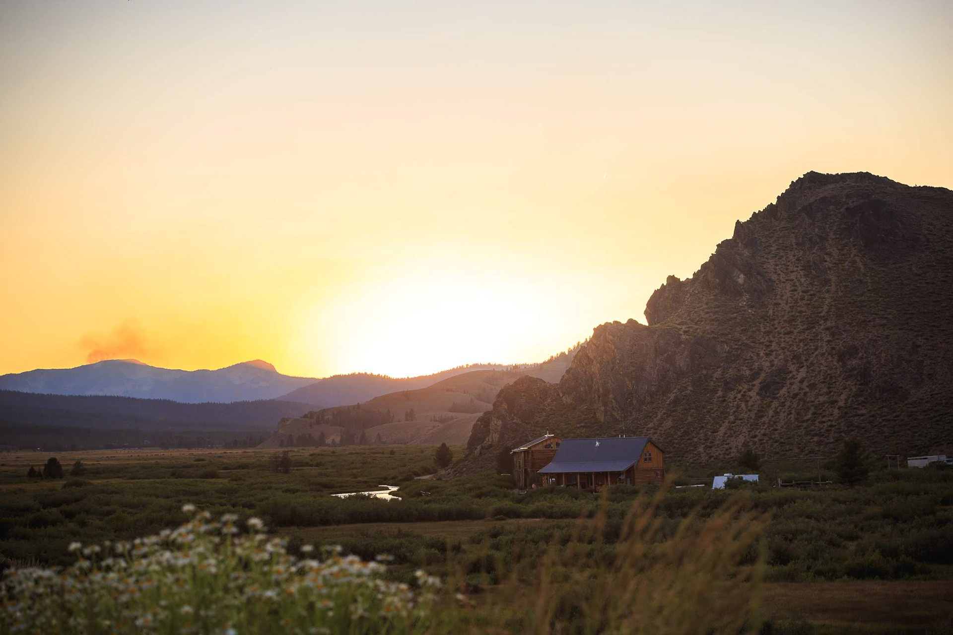 Stanley, Idaho (notice the forest fire to the left)